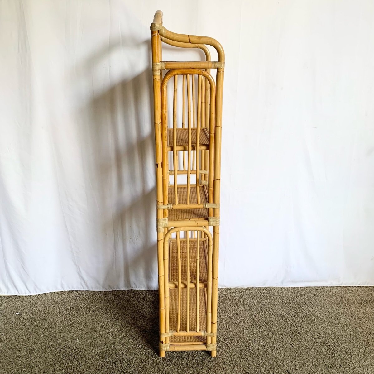 Boho Chic Bamboo Rattan Wicker Etagere - Dolphin & Flamingo
