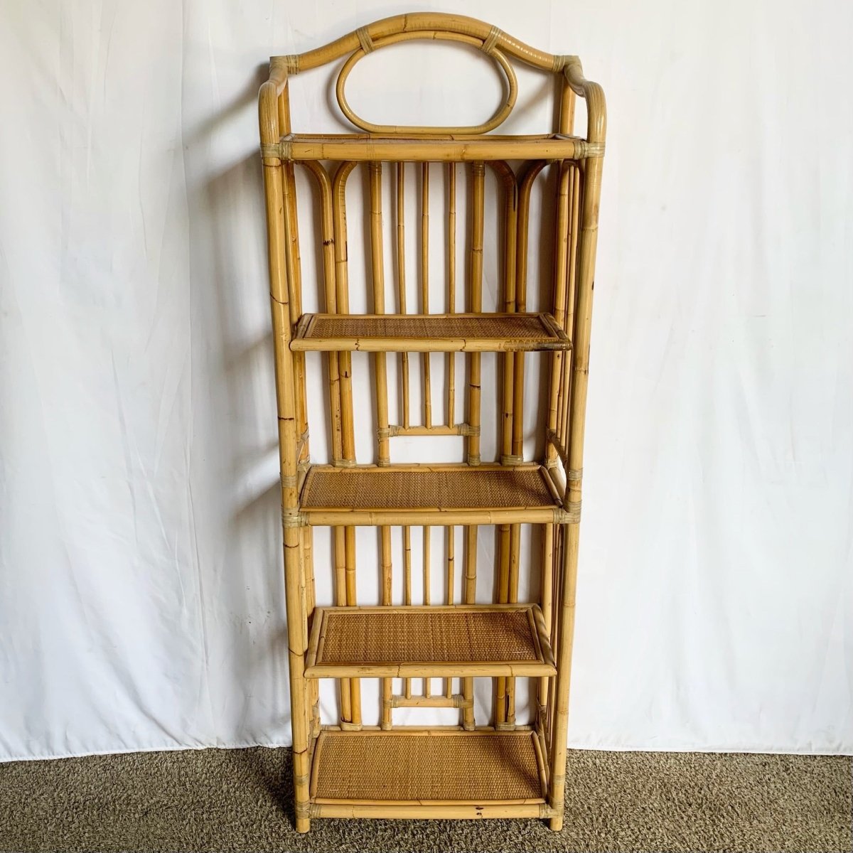 Boho Chic Bamboo Rattan Wicker Etagere - Dolphin & Flamingo