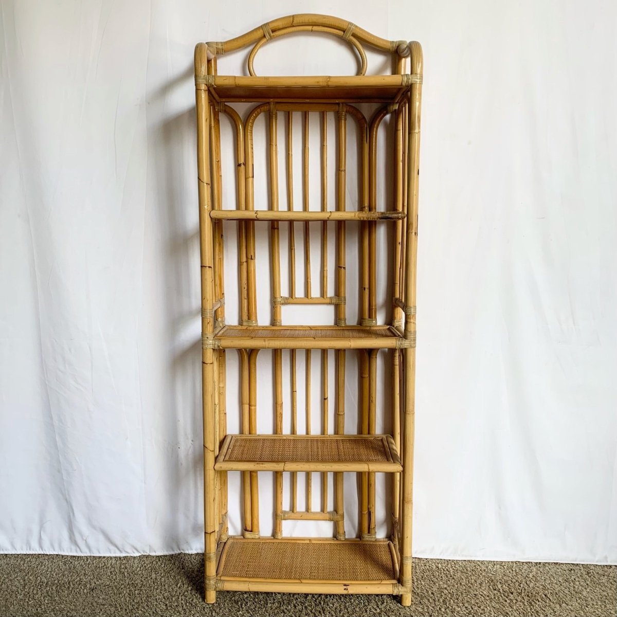 Boho Chic Bamboo Rattan Wicker Etagere - Dolphin & Flamingo