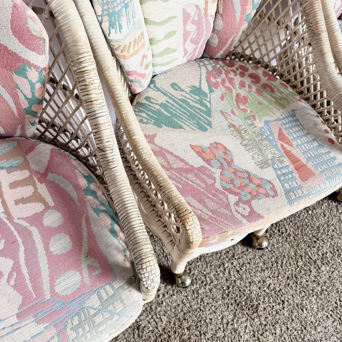 Boho Chic Beige Buri Rattan Swivel Dining Chairs - Set of 4 - Dolphin & Flamingo