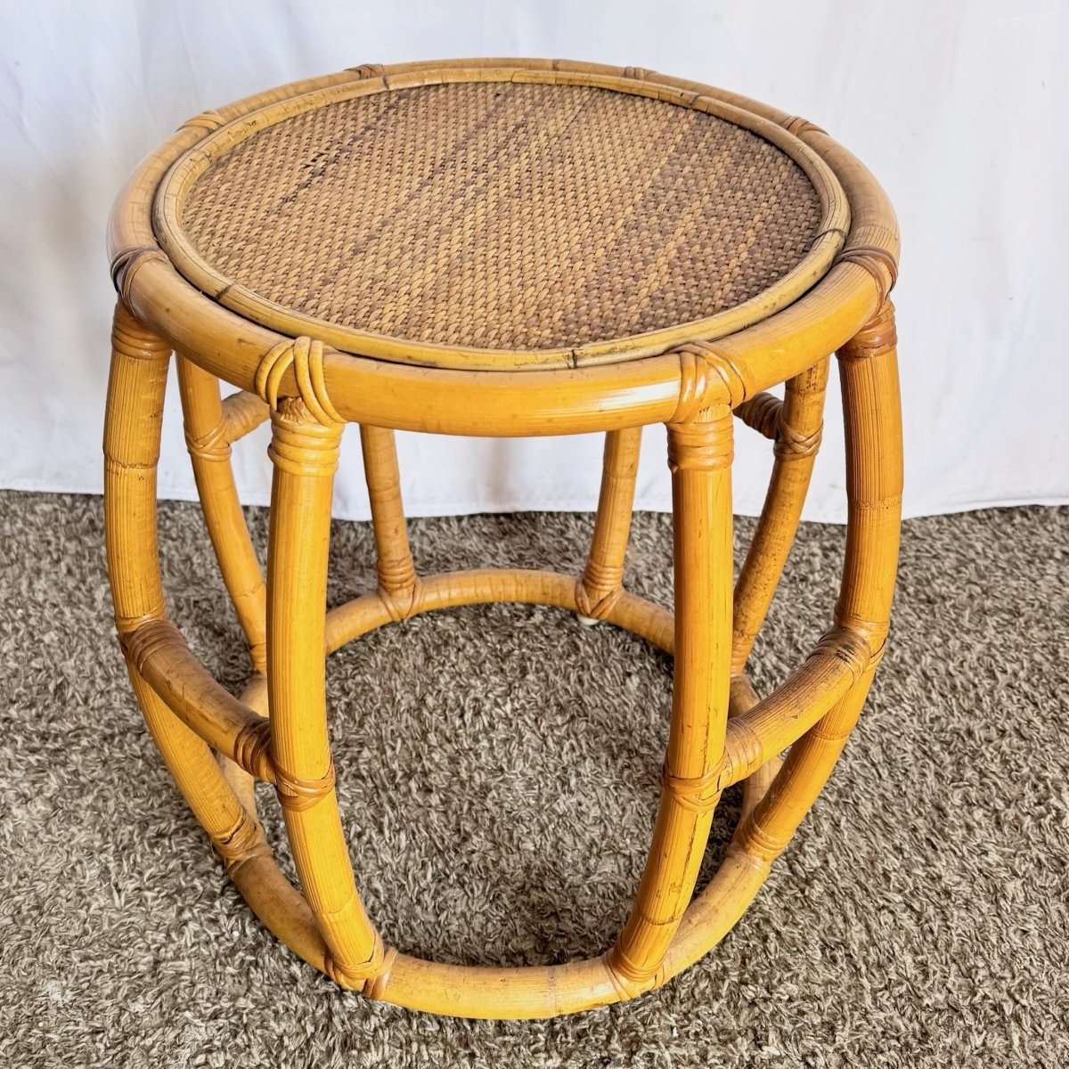 Boho Chic Circular Drum Stool/Side Table - Dolphin & Flamingo