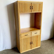 Boho Chic Coastal Bamboo and Wood Etagere/Cabinet - Dolphin & Flamingo