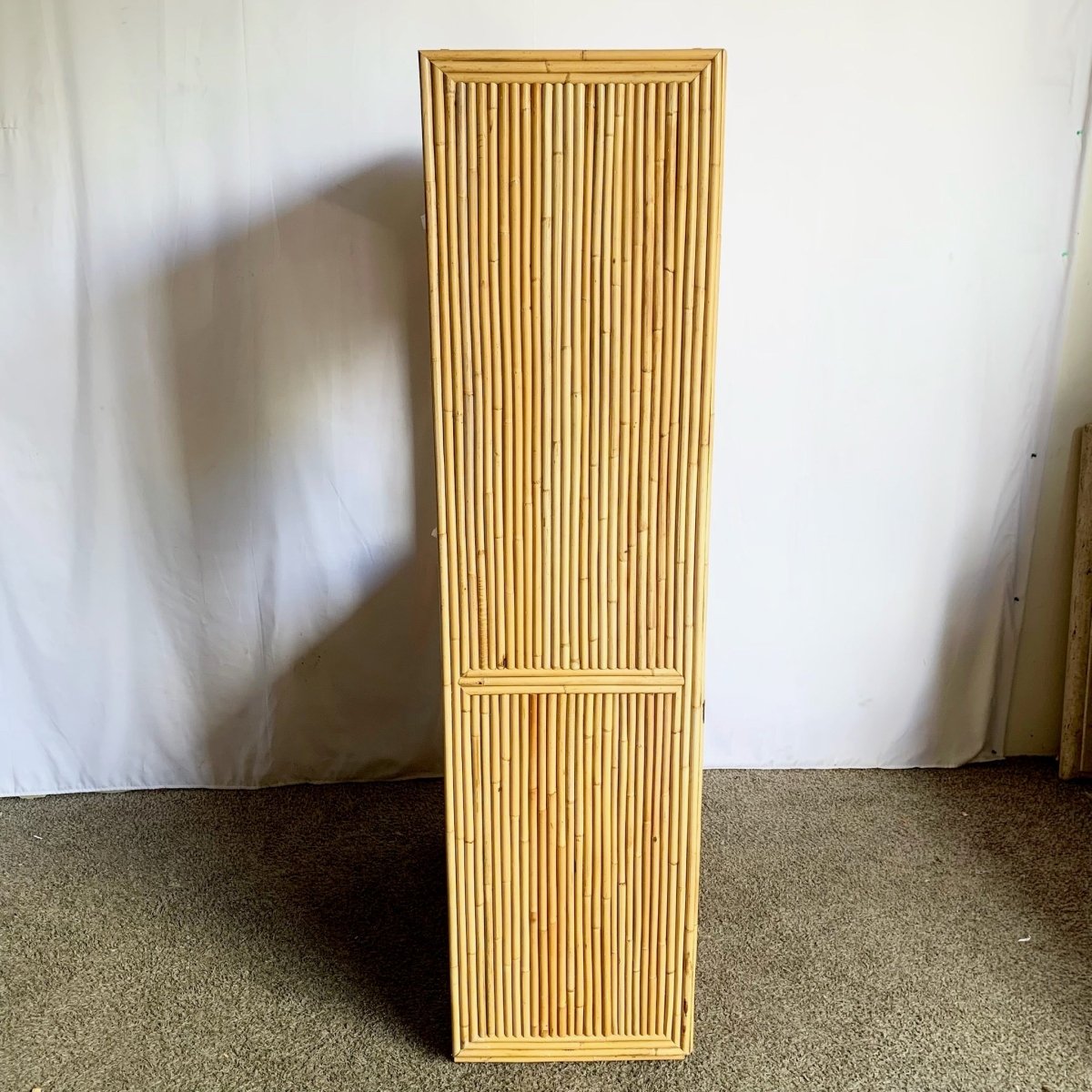 Boho Chic Coastal Bamboo and Wood Etagere/Cabinet - Dolphin & Flamingo