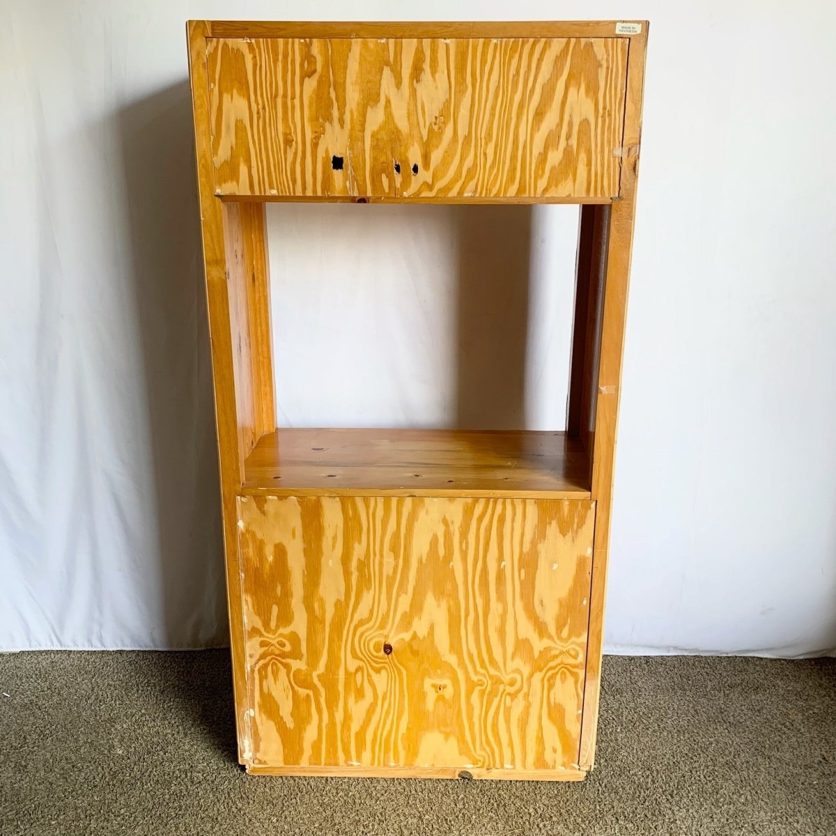 Boho Chic Coastal Bamboo and Wood Etagere/Cabinet - Dolphin & Flamingo