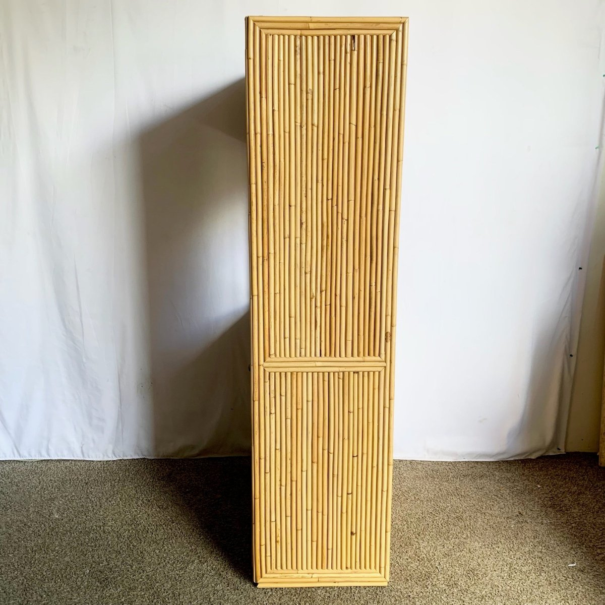 Boho Chic Coastal Bamboo and Wood Etagere/Cabinet - Dolphin & Flamingo