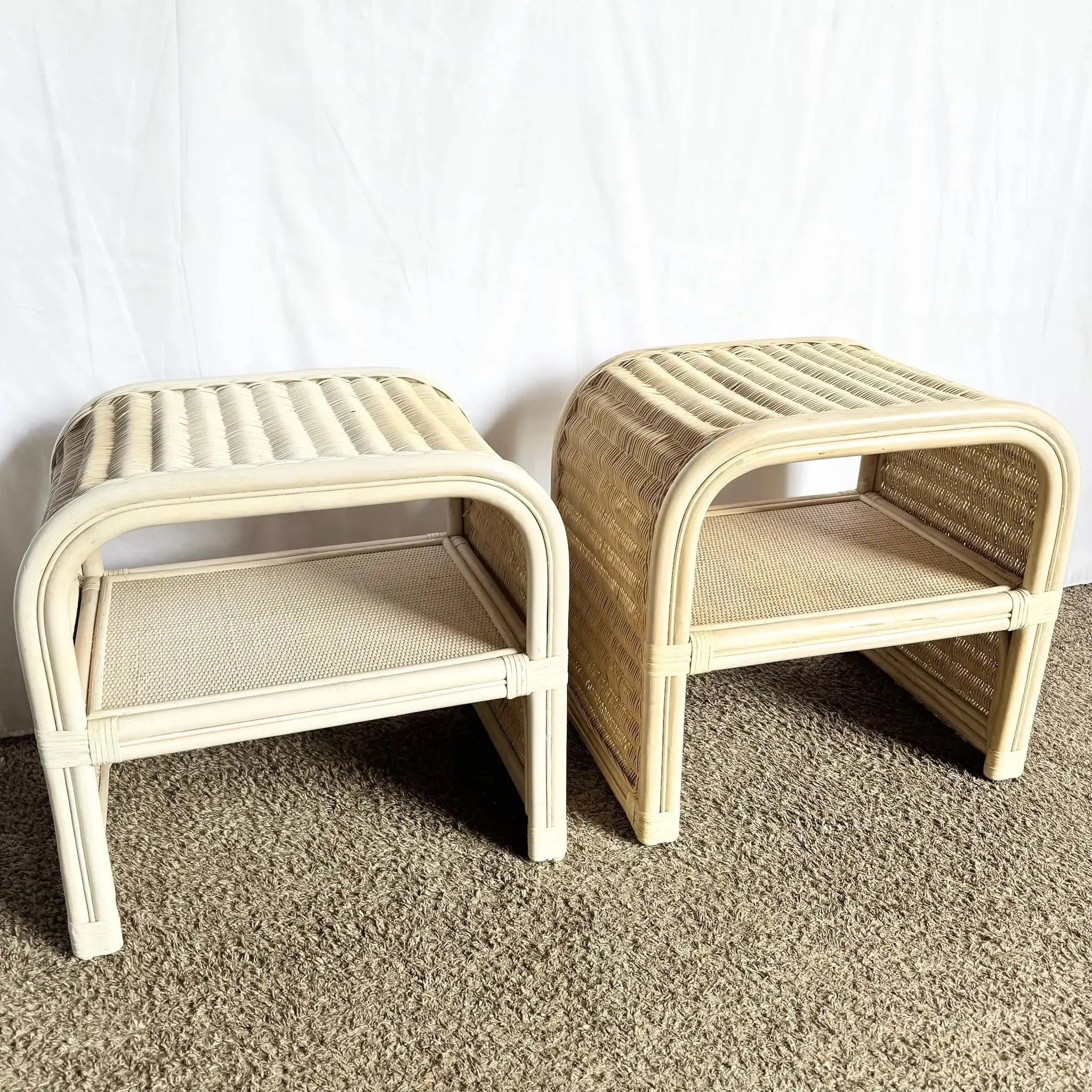 Boho Chic Rattan Waterfall Side Tables – Dolphin & Flamingo