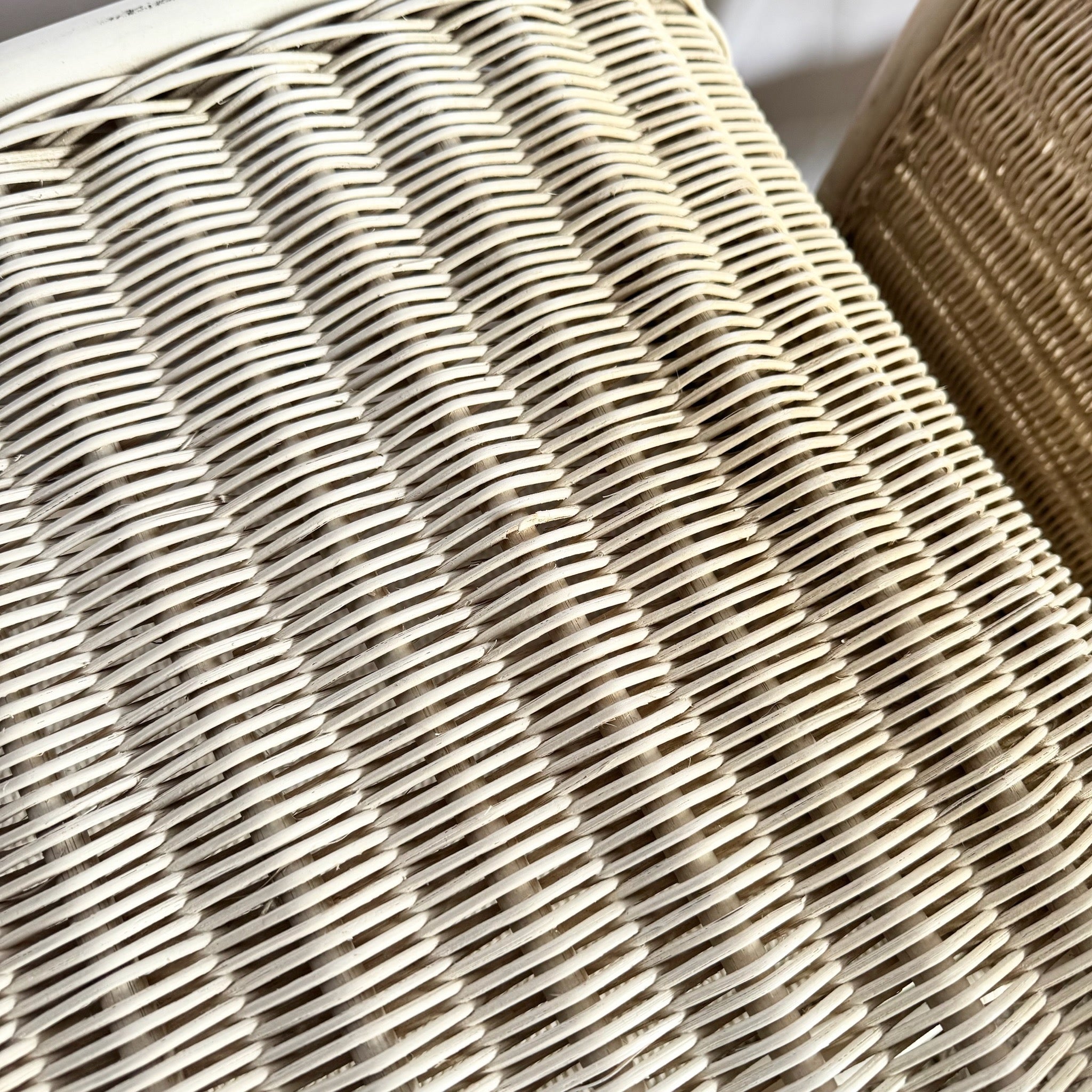 Boho Chic Coastal Rattan Wicker Waterfall Side Tables/Nightstands - A Pair - Dolphin & Flamingo