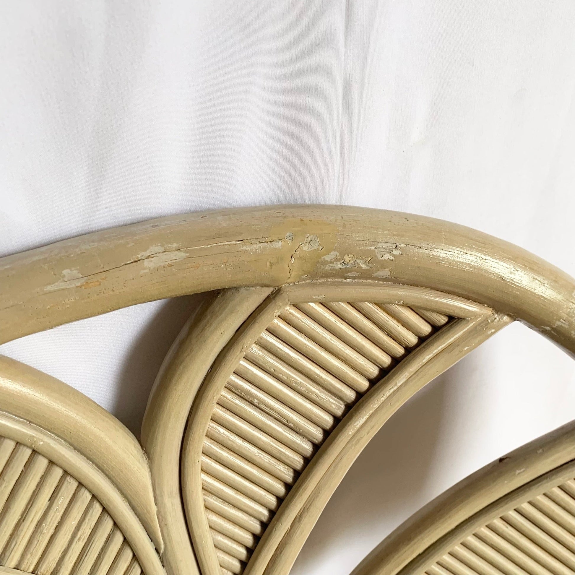 Boho Chic Coastal Sculpted Palm Frond Rattan Dining Arm Chairs - Set of 4 - Dolphin & Flamingo