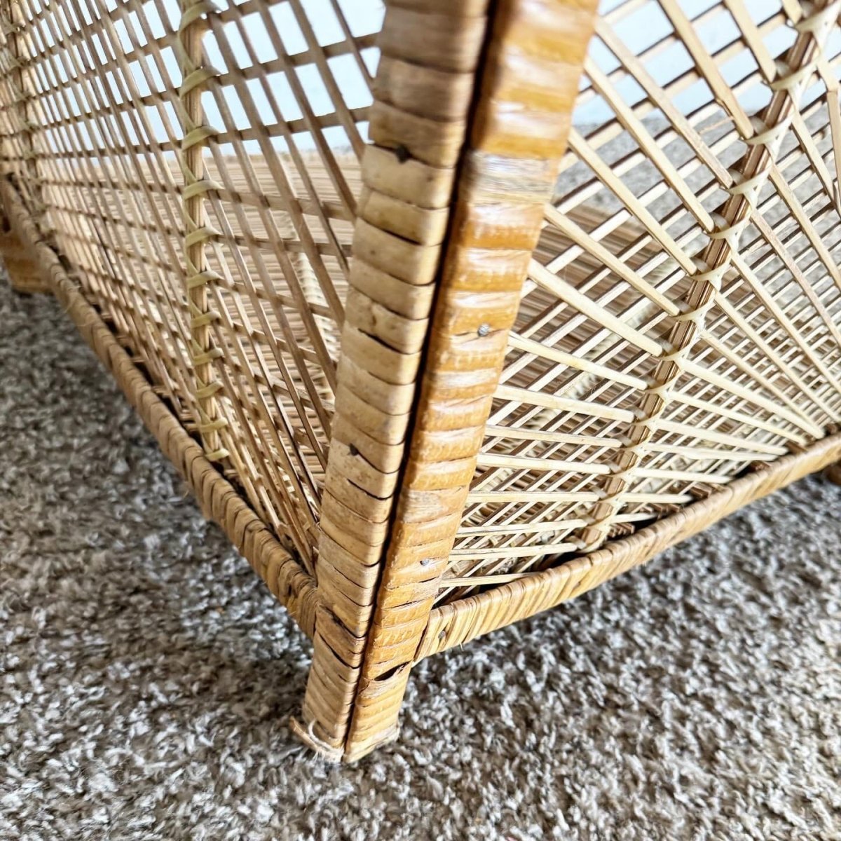 Boho Chic Demi Lune Rattan Corner Shelf/Etagere - Dolphin & Flamingo