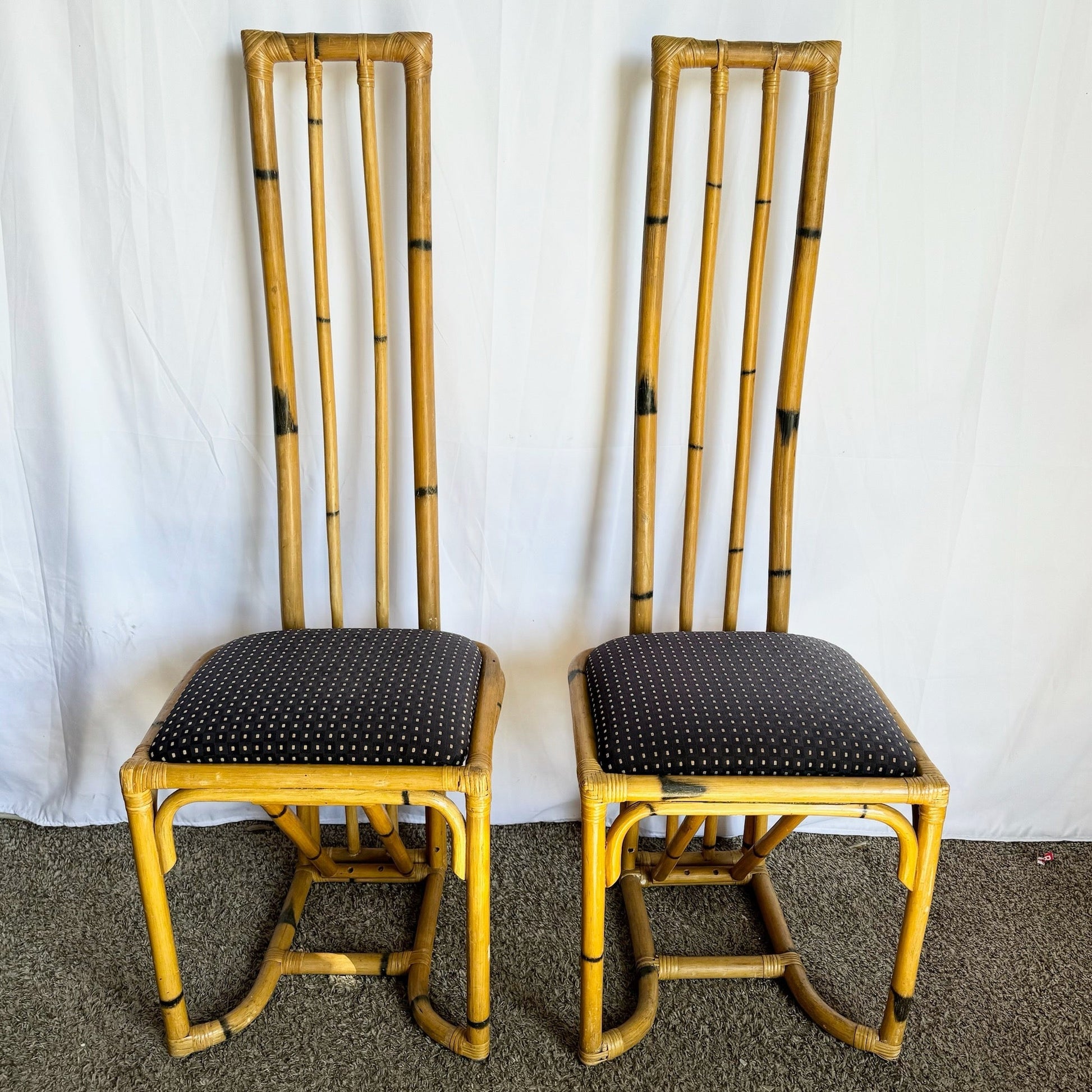 Boho Chic High Back Bent Bamboo Dining Chairs - Set of 6 - Dolphin & Flamingo