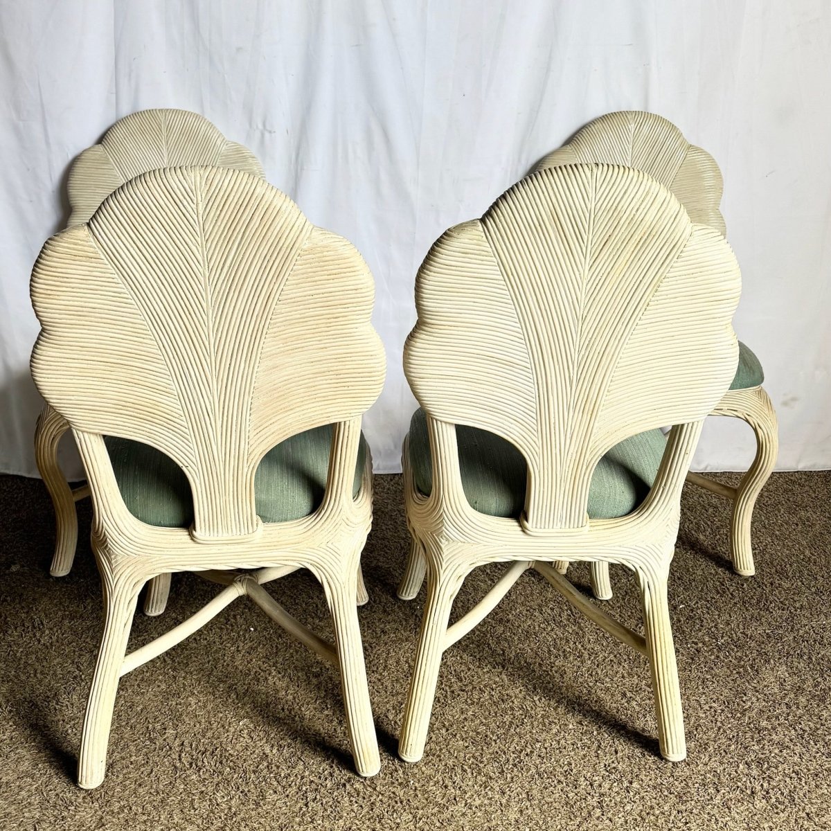 Boho Chic Pencil Read Leaf Back Dining Chairs - Set of 4 - Dolphin & Flamingo