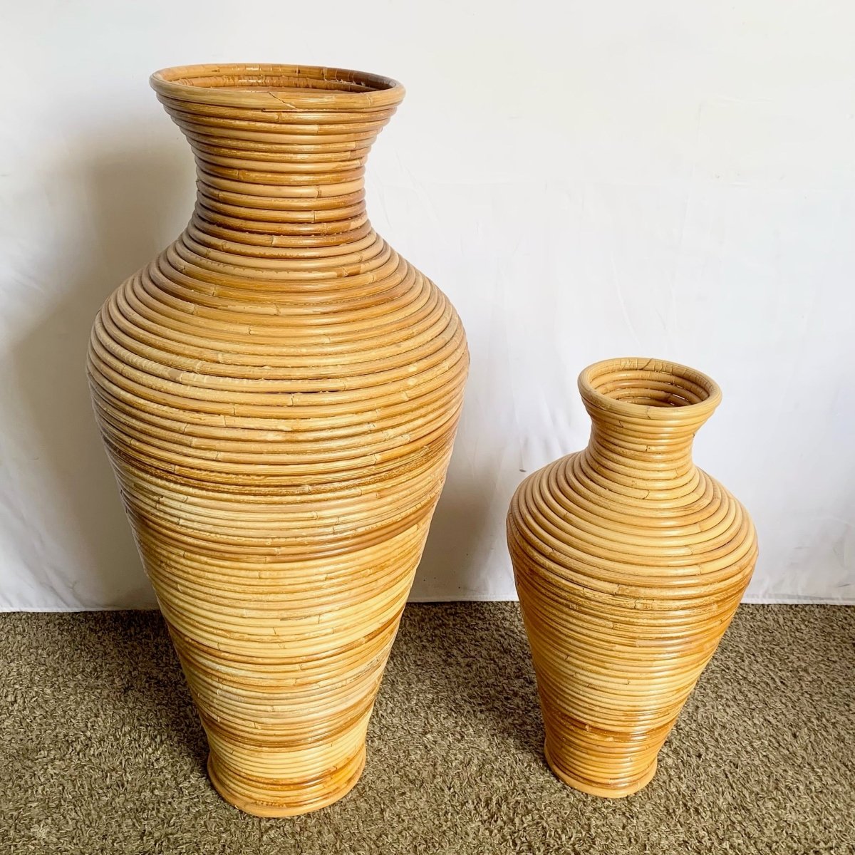 Boho Chic Pencil Reed Vases - Set of 2 - Dolphin & Flamingo