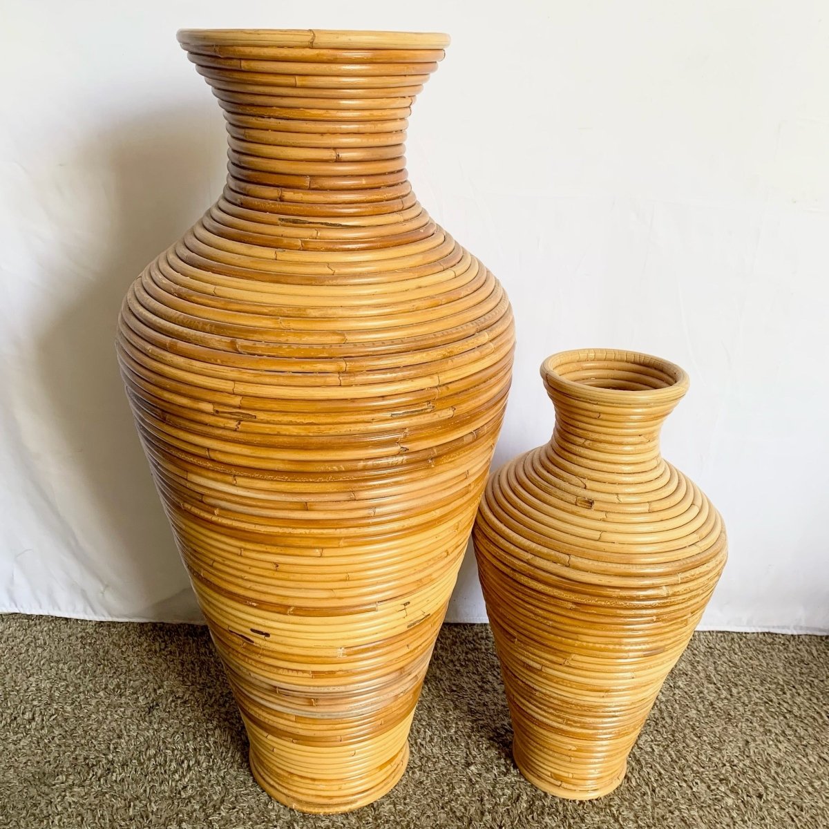 Boho Chic Pencil Reed Vases - Set of 2 - Dolphin & Flamingo
