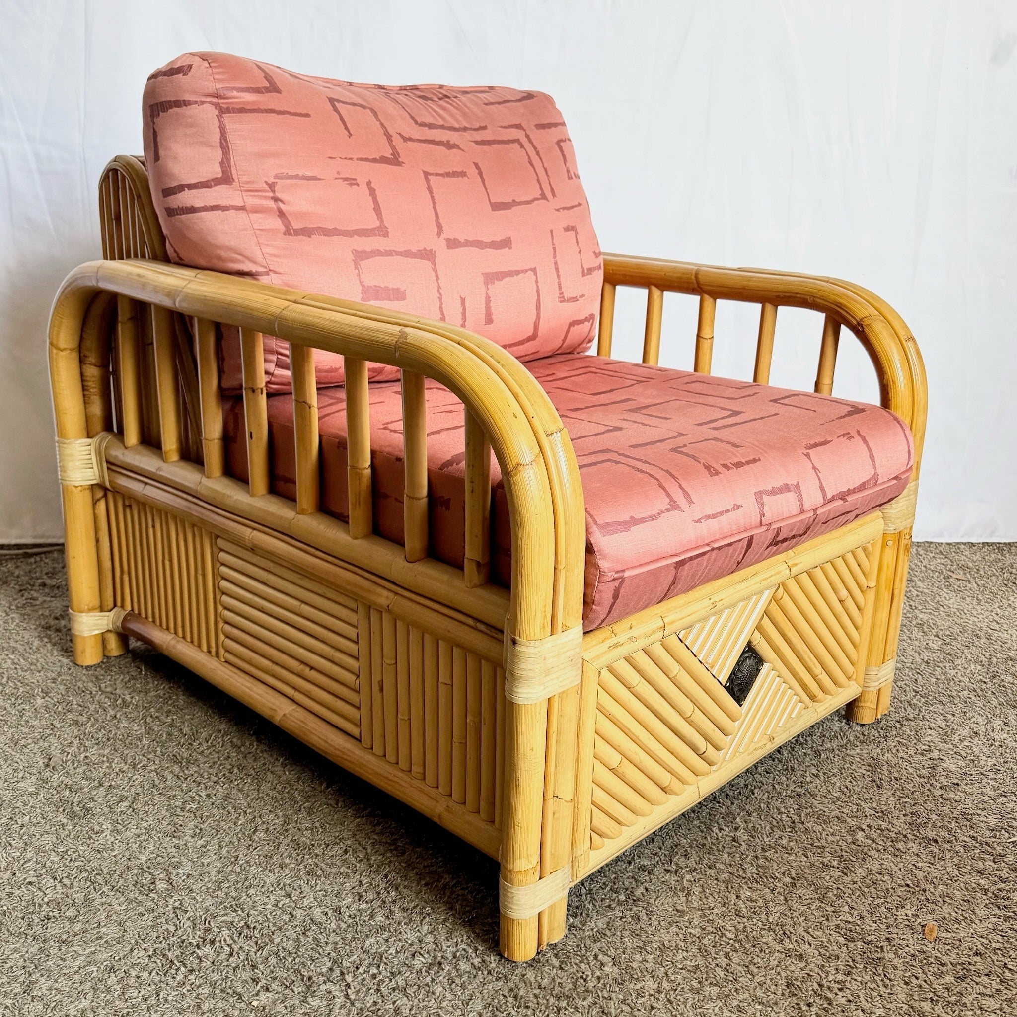 Boho Chic Rattan Bamboo Lounge Chair - Dolphin & Flamingo