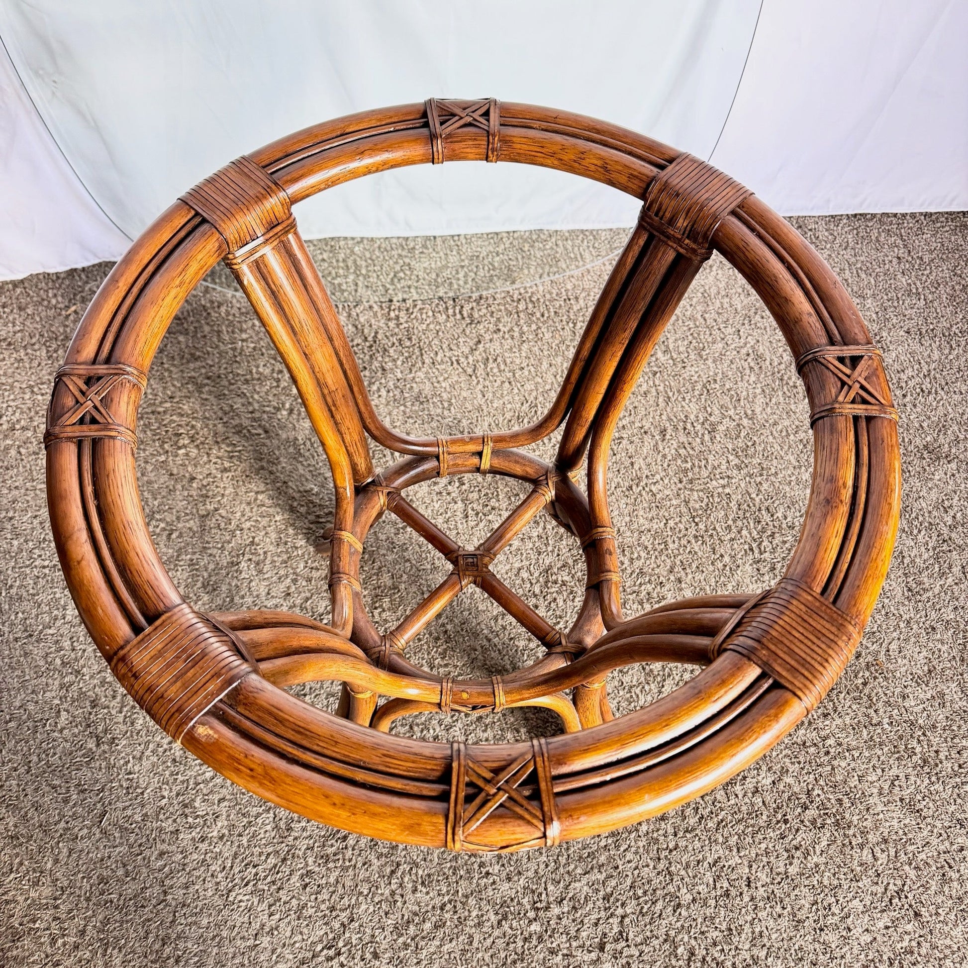 Boho Chic Rattan Rounded Square Glass Top Dining Table - Dolphin & Flamingo