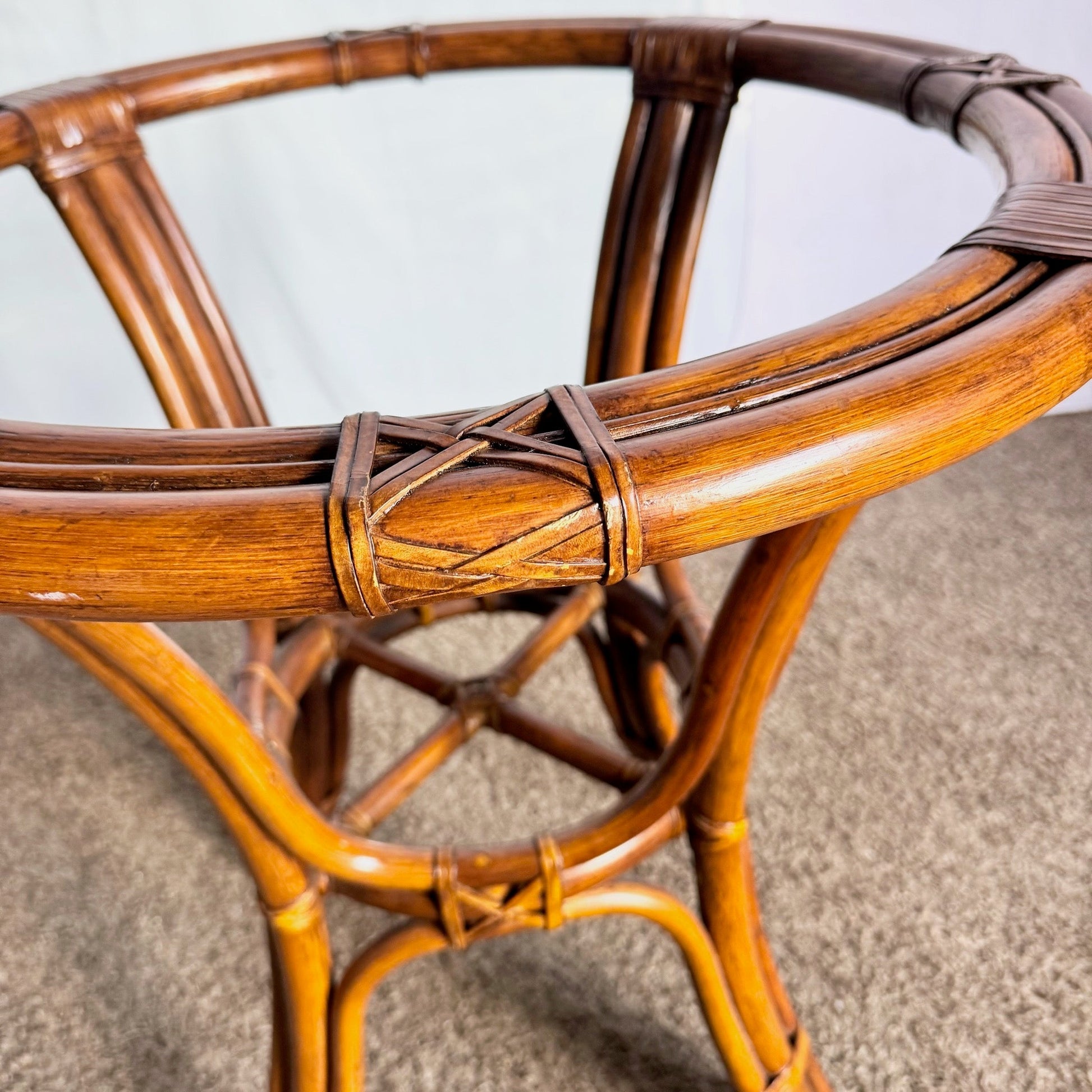 Boho Chic Rattan Rounded Square Glass Top Dining Table - Dolphin & Flamingo
