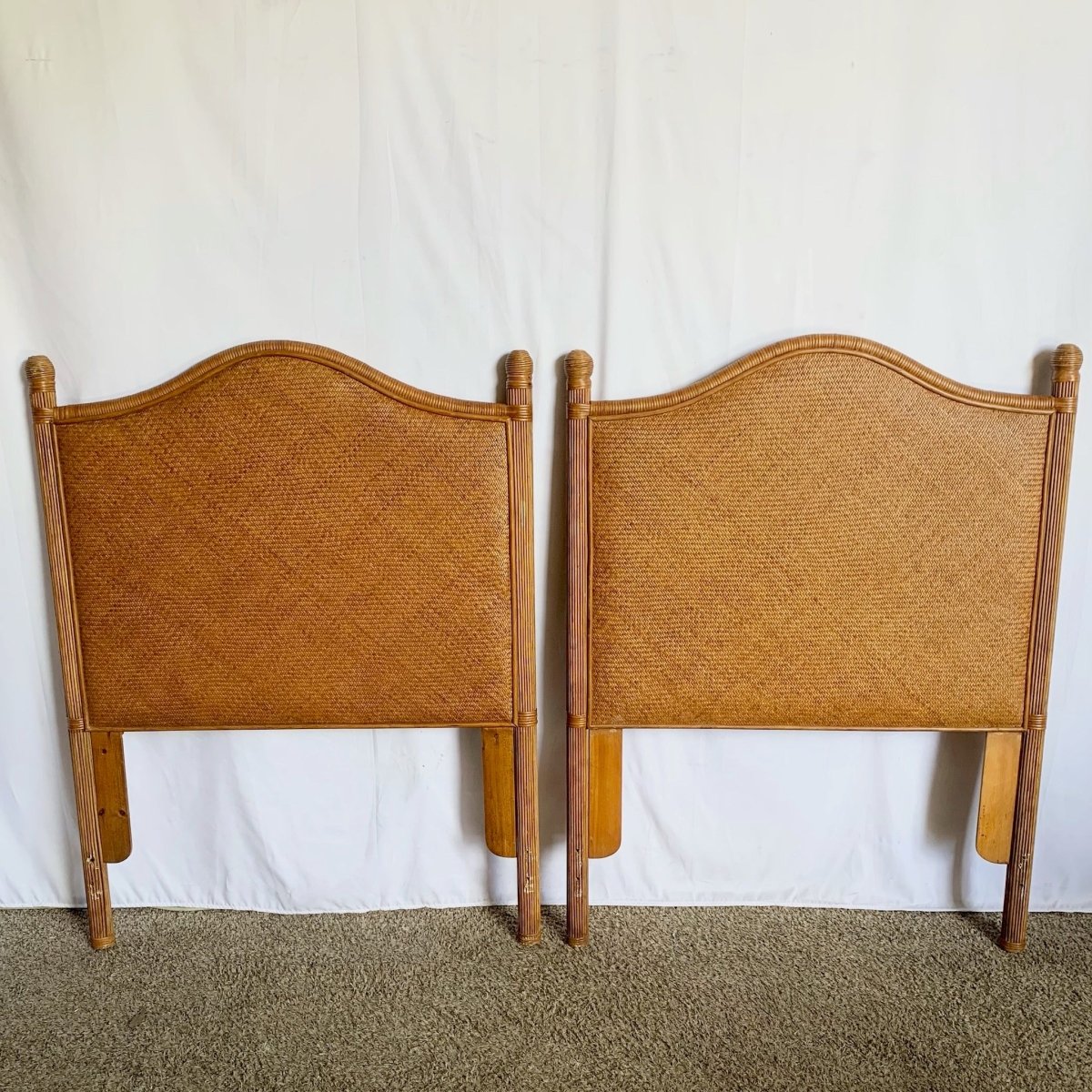Boho Chic Reed and Wicker Twin Headboards - A Pair - Dolphin & Flamingo