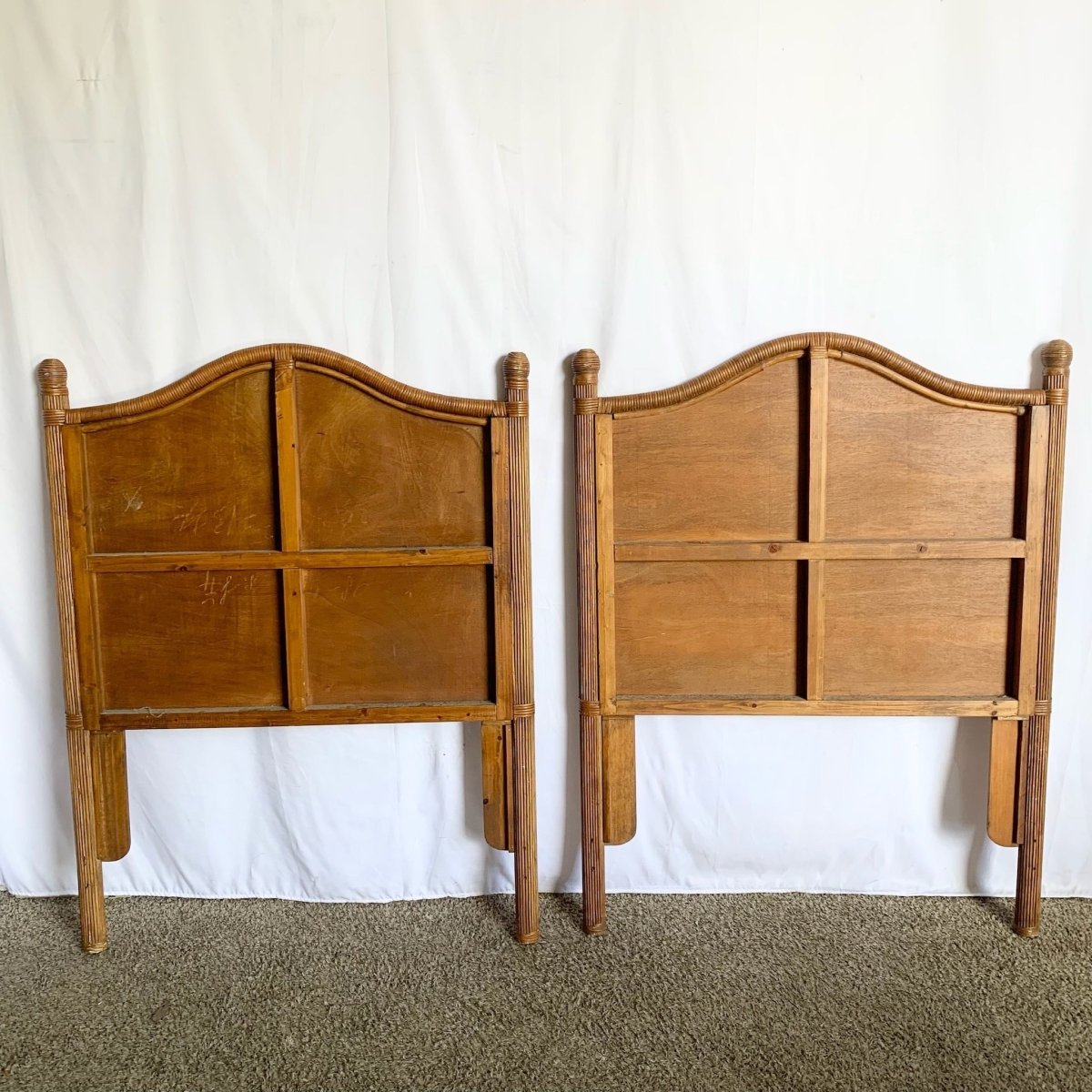 Boho Chic Reed and Wicker Twin Headboards - A Pair - Dolphin & Flamingo