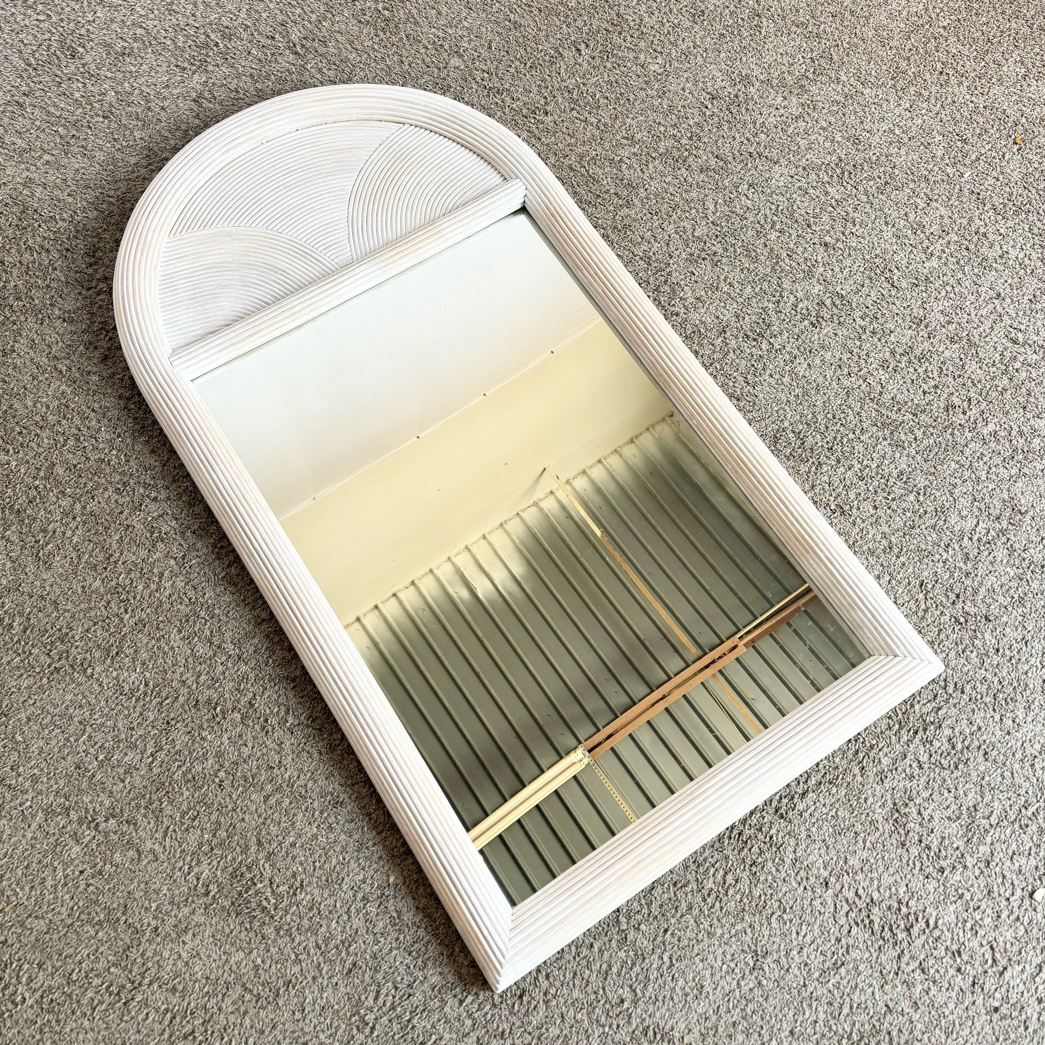 Boho Chic Sculpted Pencil Reed Wall Mirror - Dolphin & Flamingo