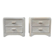 Boho Chic Waterfall Pencil Reed Nightstands - A Pair Dolphin & Flamingo
