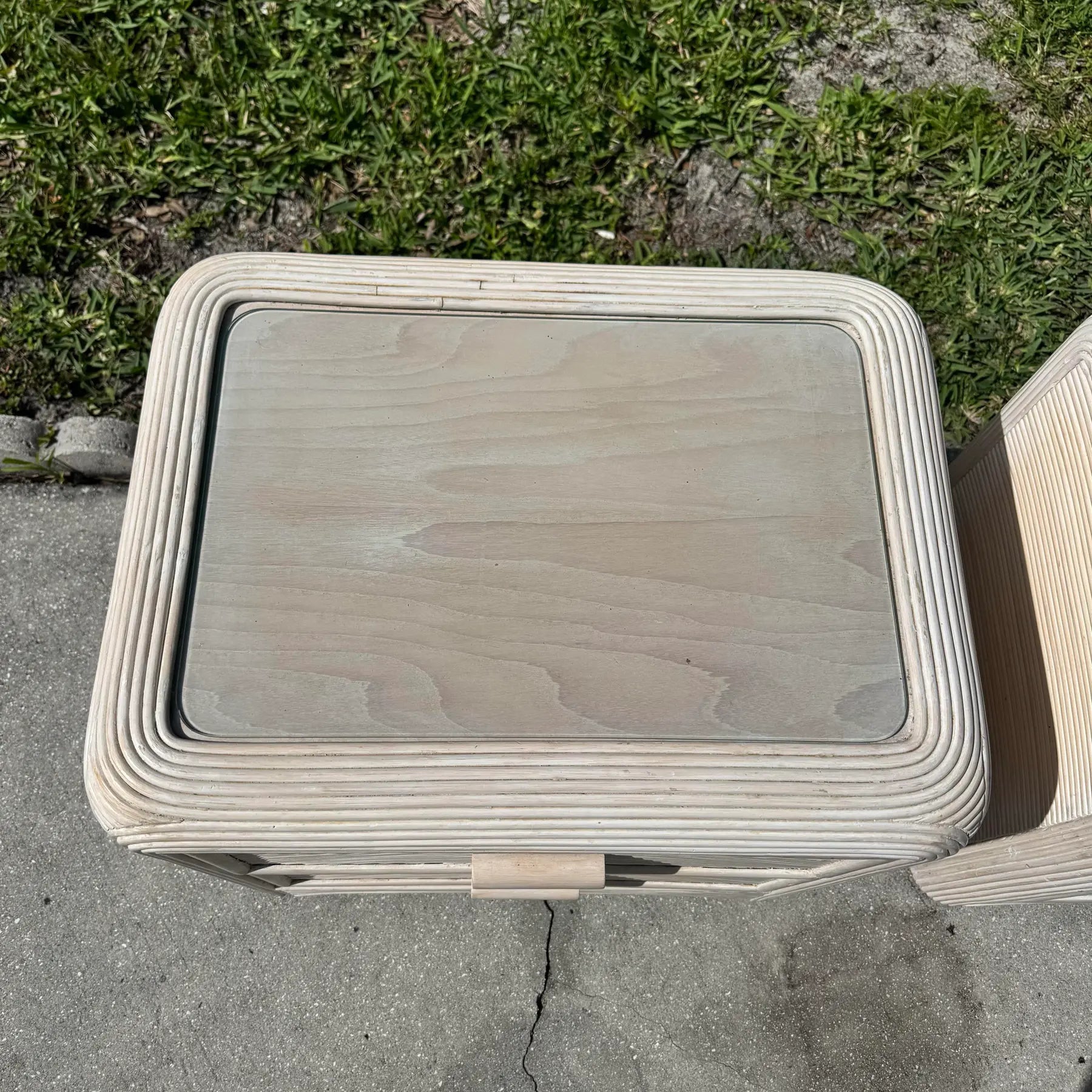 Boho Chic Waterfall Pencil Reed Nightstands - A Pair Dolphin & Flamingo