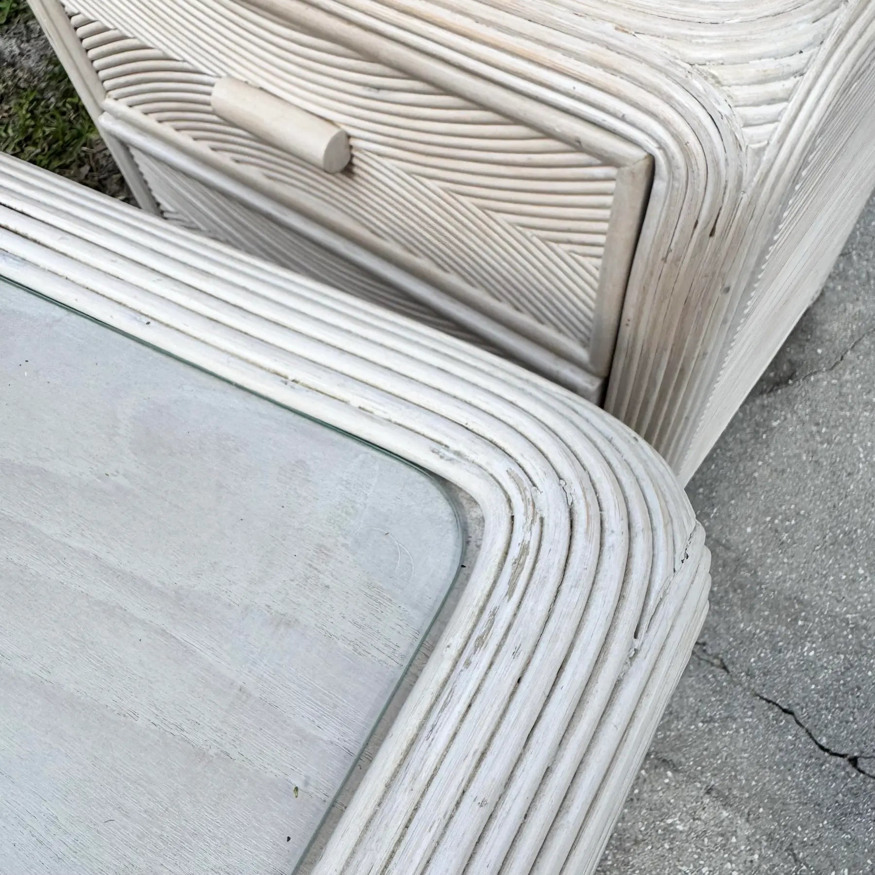 Boho Chic Waterfall Pencil Reed Nightstands - A Pair Dolphin & Flamingo