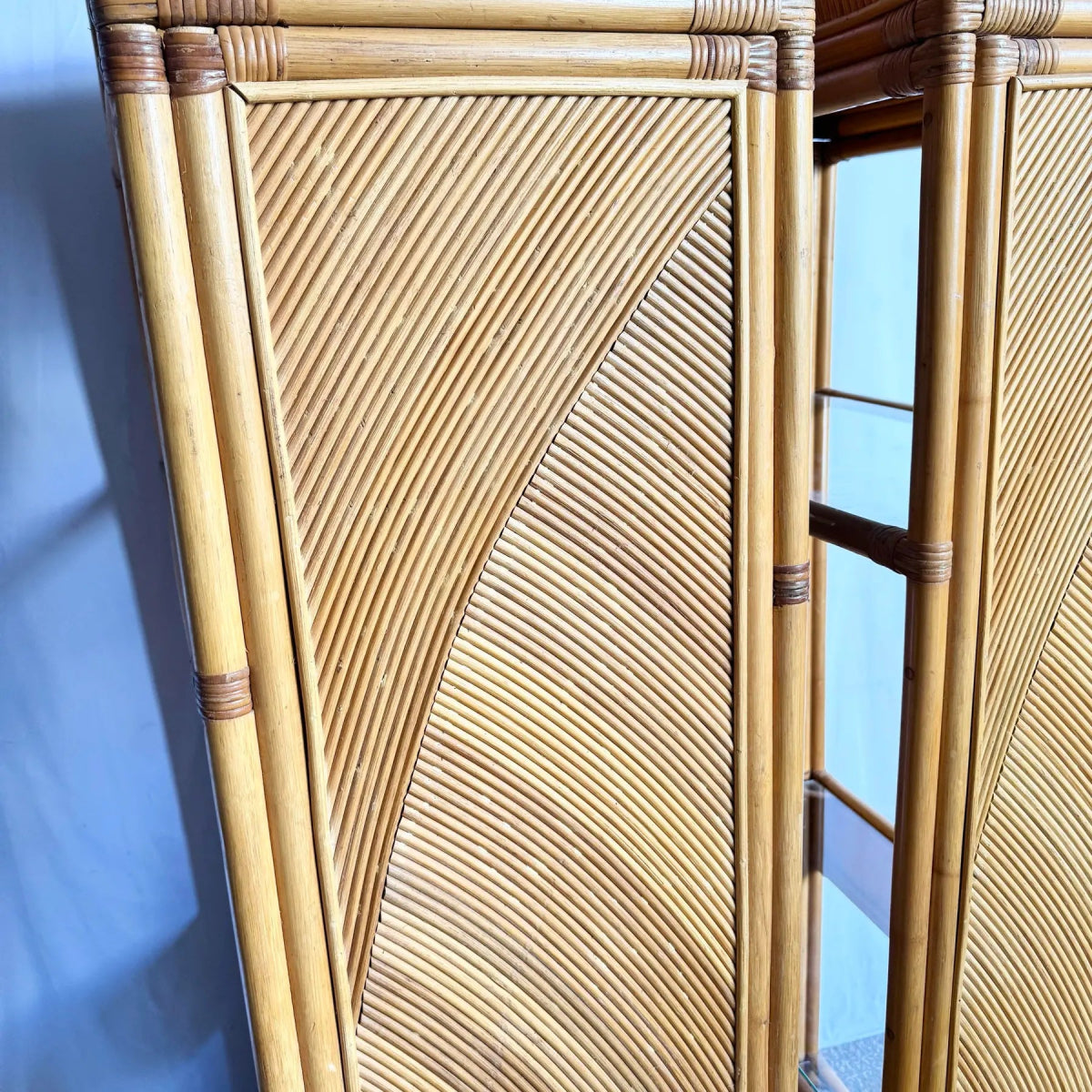 Boho Chic Wavy Pencil Reed Etageres - A Pair - Dolphin & Flamingo