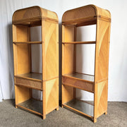 Boho Chic Wavy Pencil Reed Etageres - A Pair