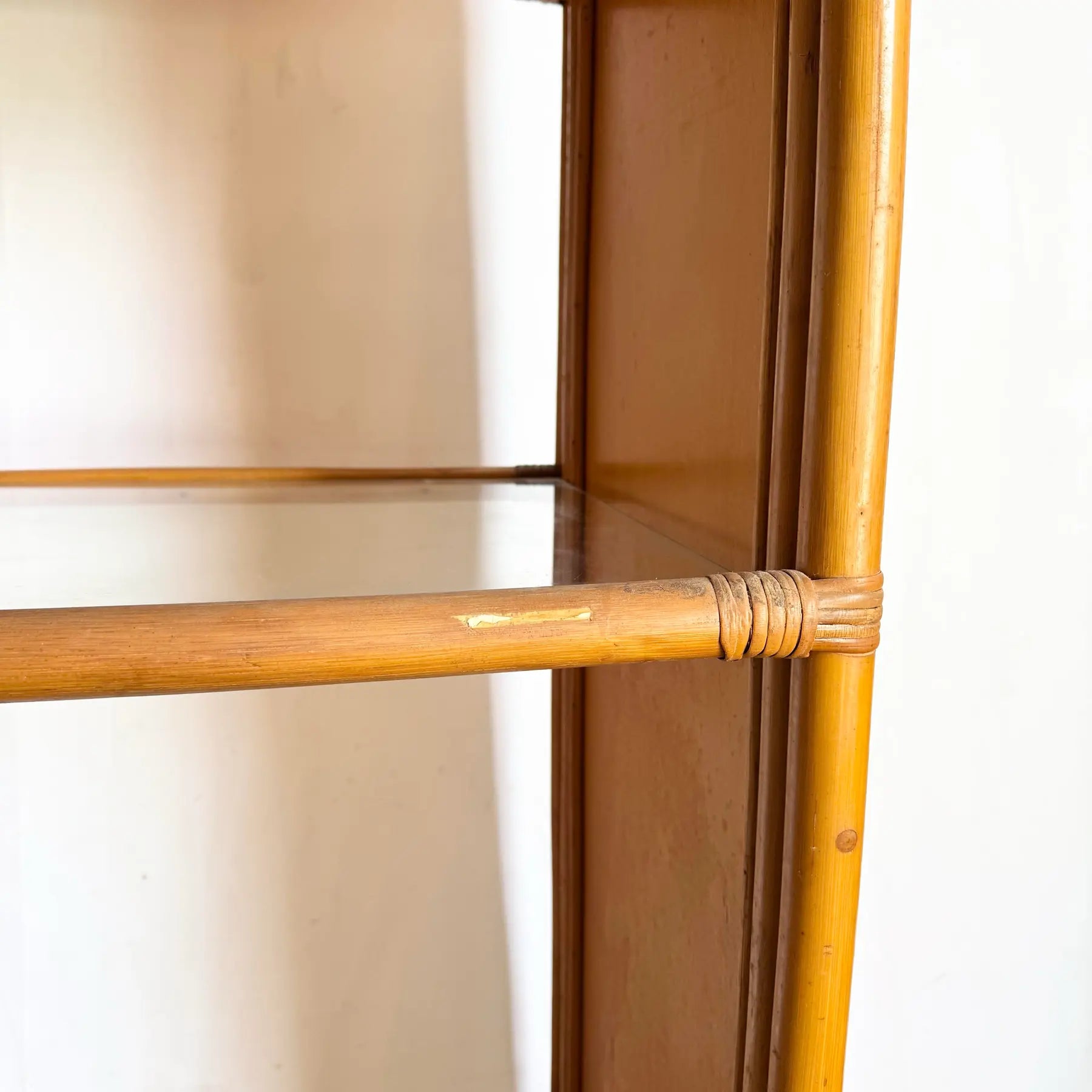 Boho Chic Wavy Pencil Reed Etageres - A Pair