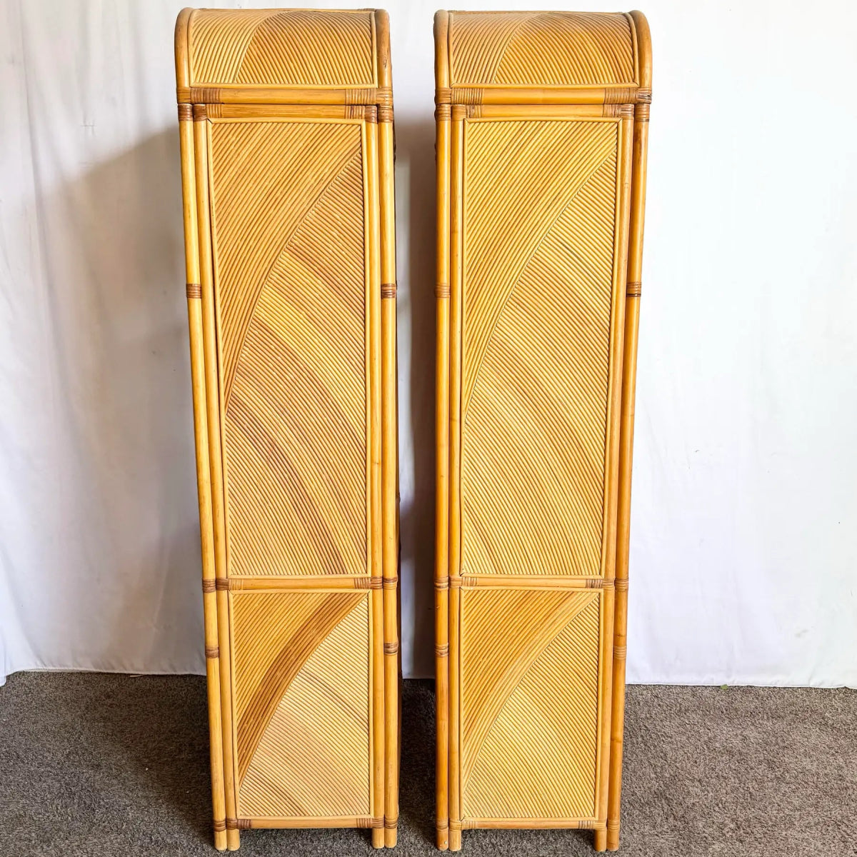 Boho Chic Wavy Pencil Reed Etageres - A Pair - Dolphin & Flamingo