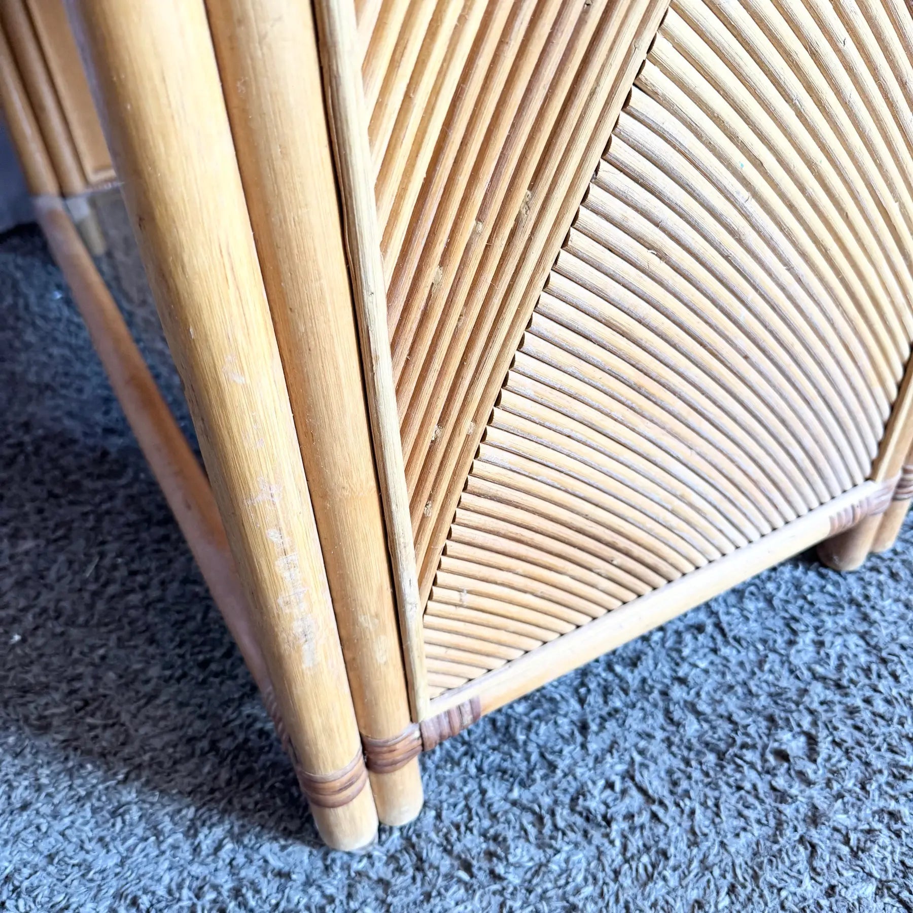 Boho Chic Wavy Pencil Reed Etageres - A Pair