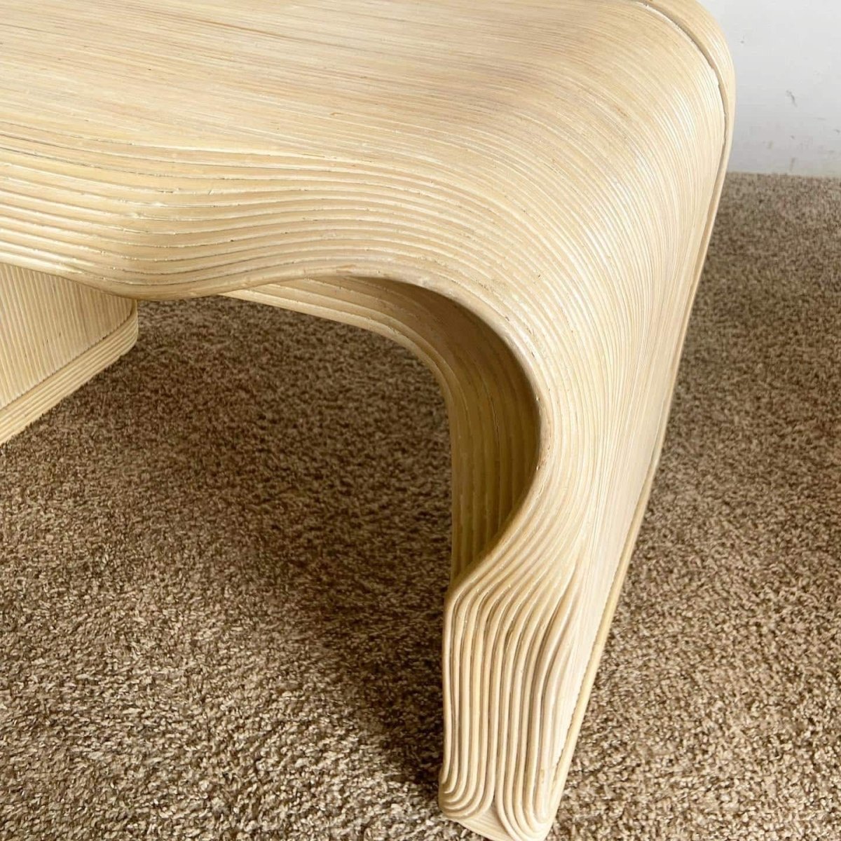 Boho Chic Wavy Ribbon Pencil Reed Side Tables - a Pair - Dolphin & Flamingo