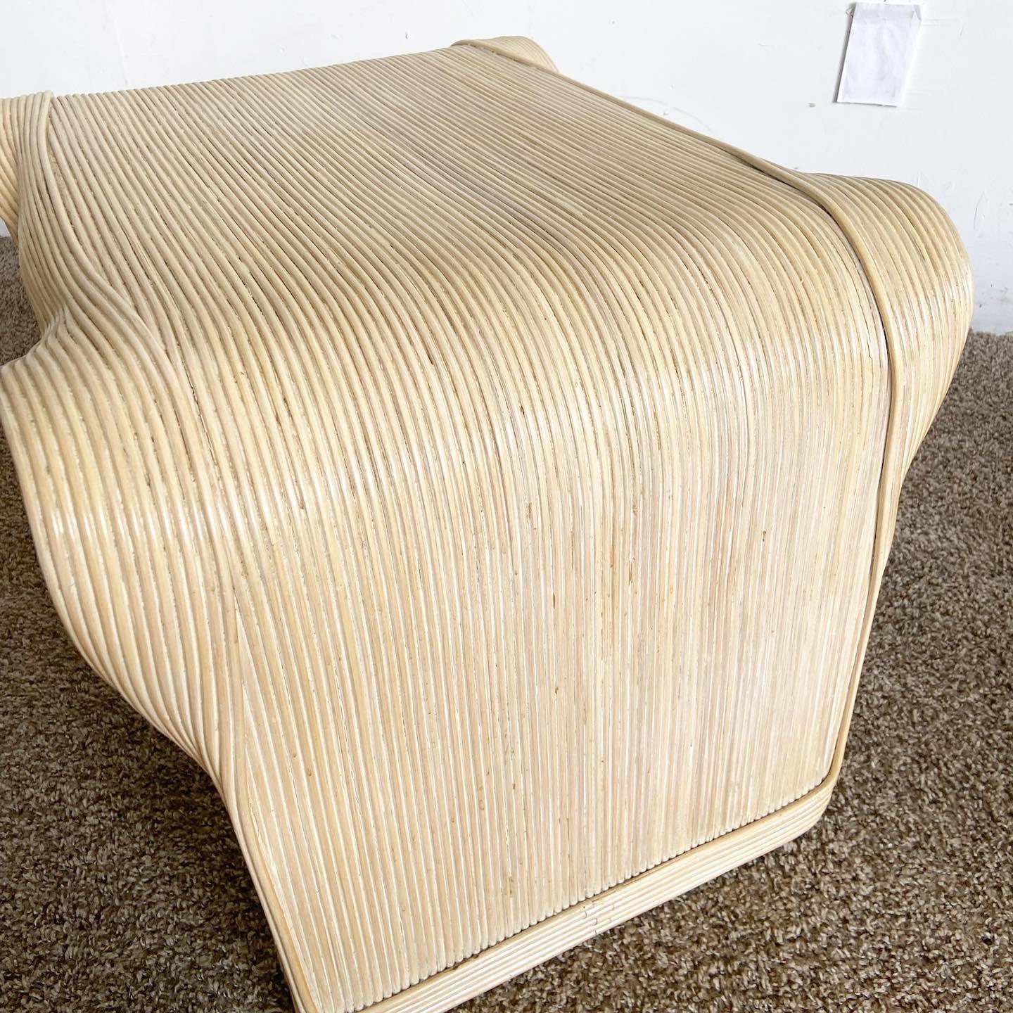 Boho Chic Wavy Ribbon Pencil Reed Side Tables - a Pair