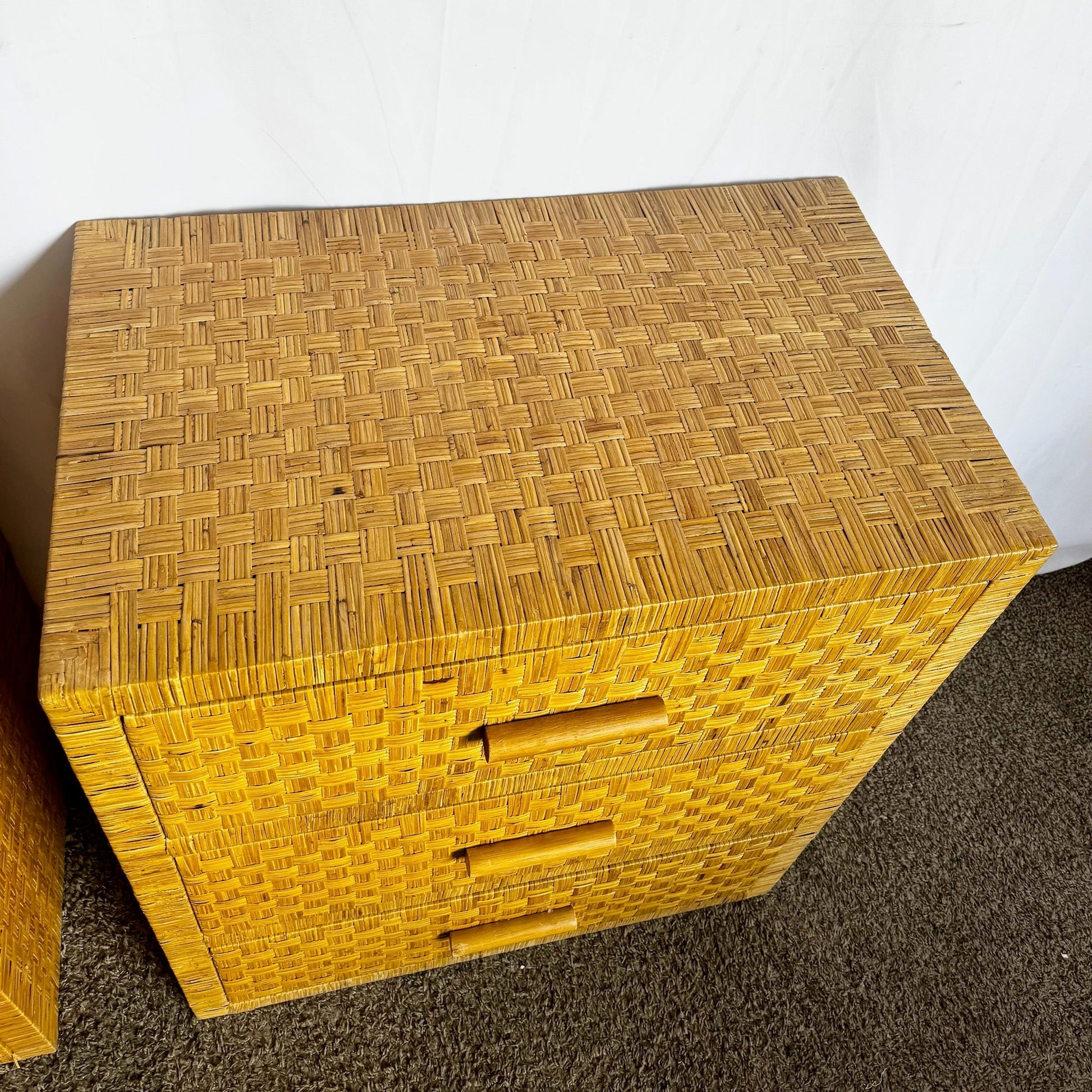 Boho Chic Wicker Chests of Drawers - A Pair - Dolphin & Flamingo