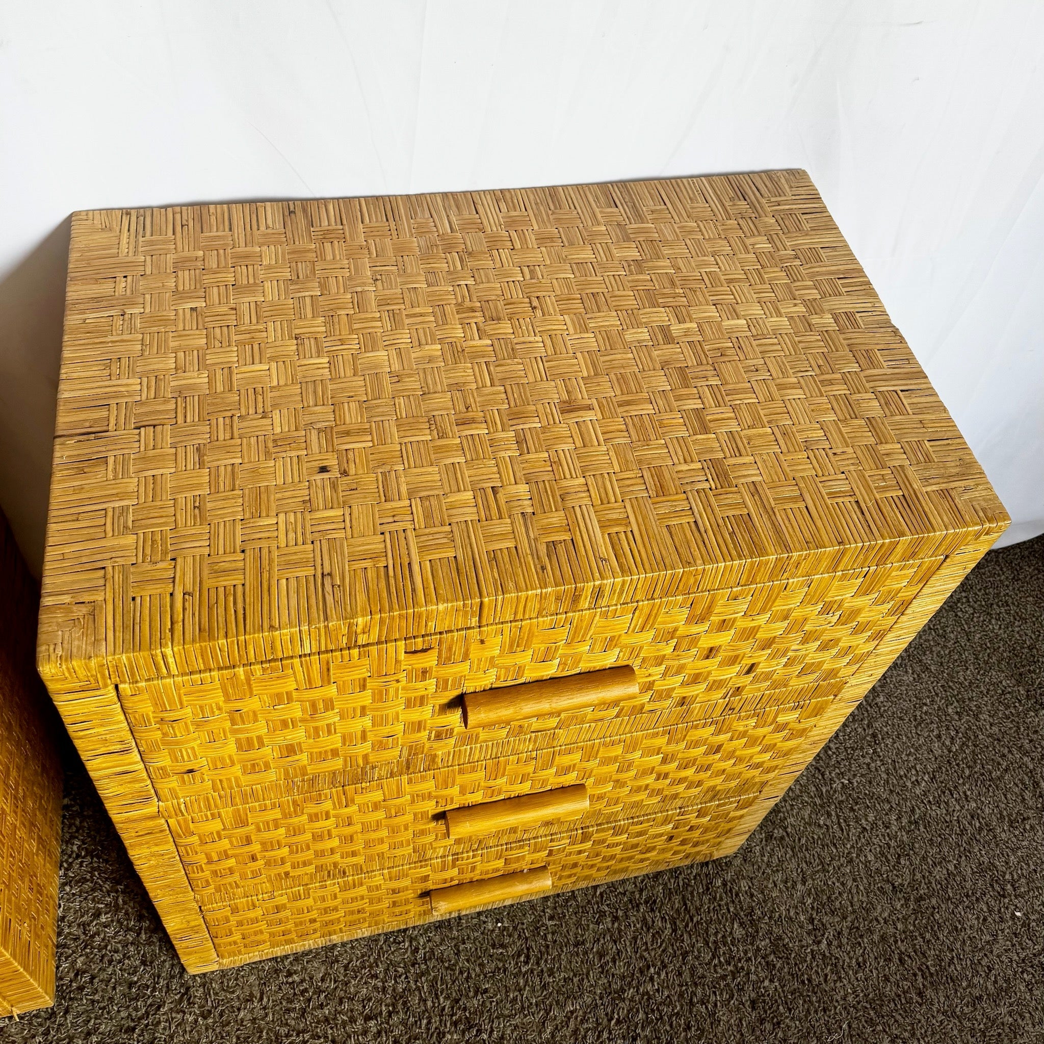 Boho Chic Wicker Chests of Drawers - A Pair - Dolphin & Flamingo