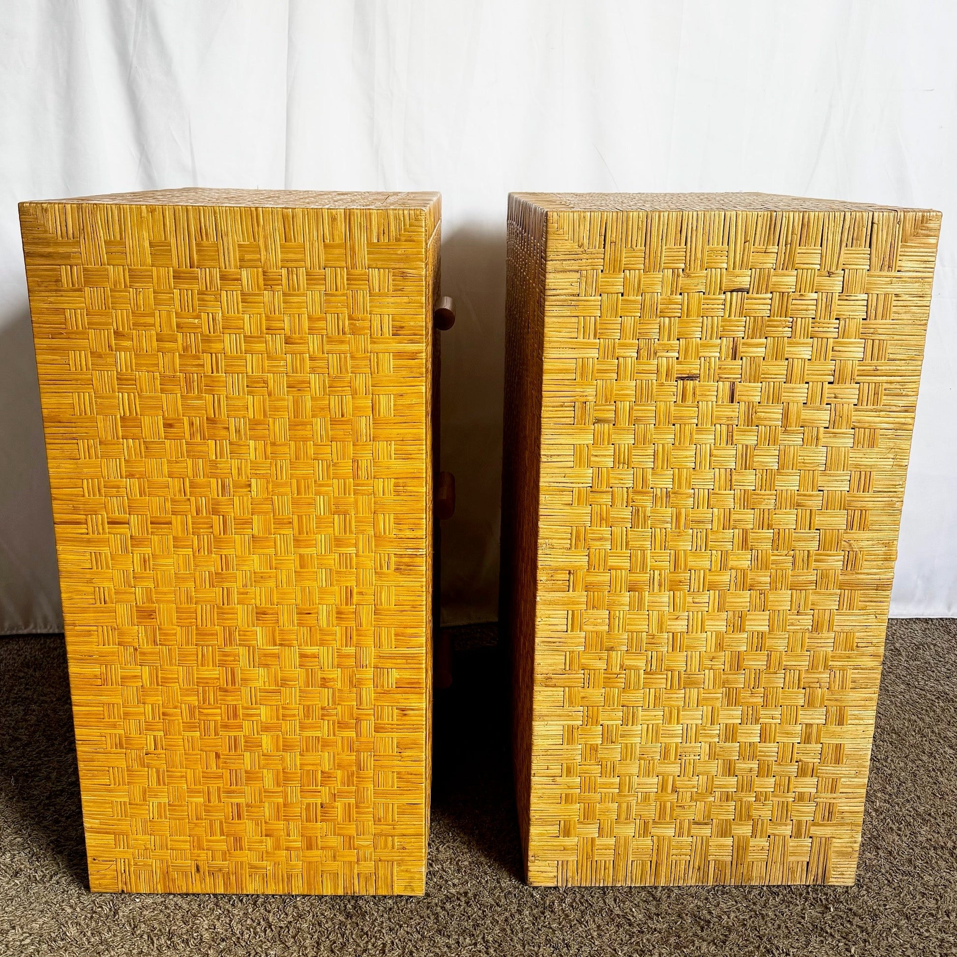 Boho Chic Wicker Chests of Drawers - A Pair - Dolphin & Flamingo