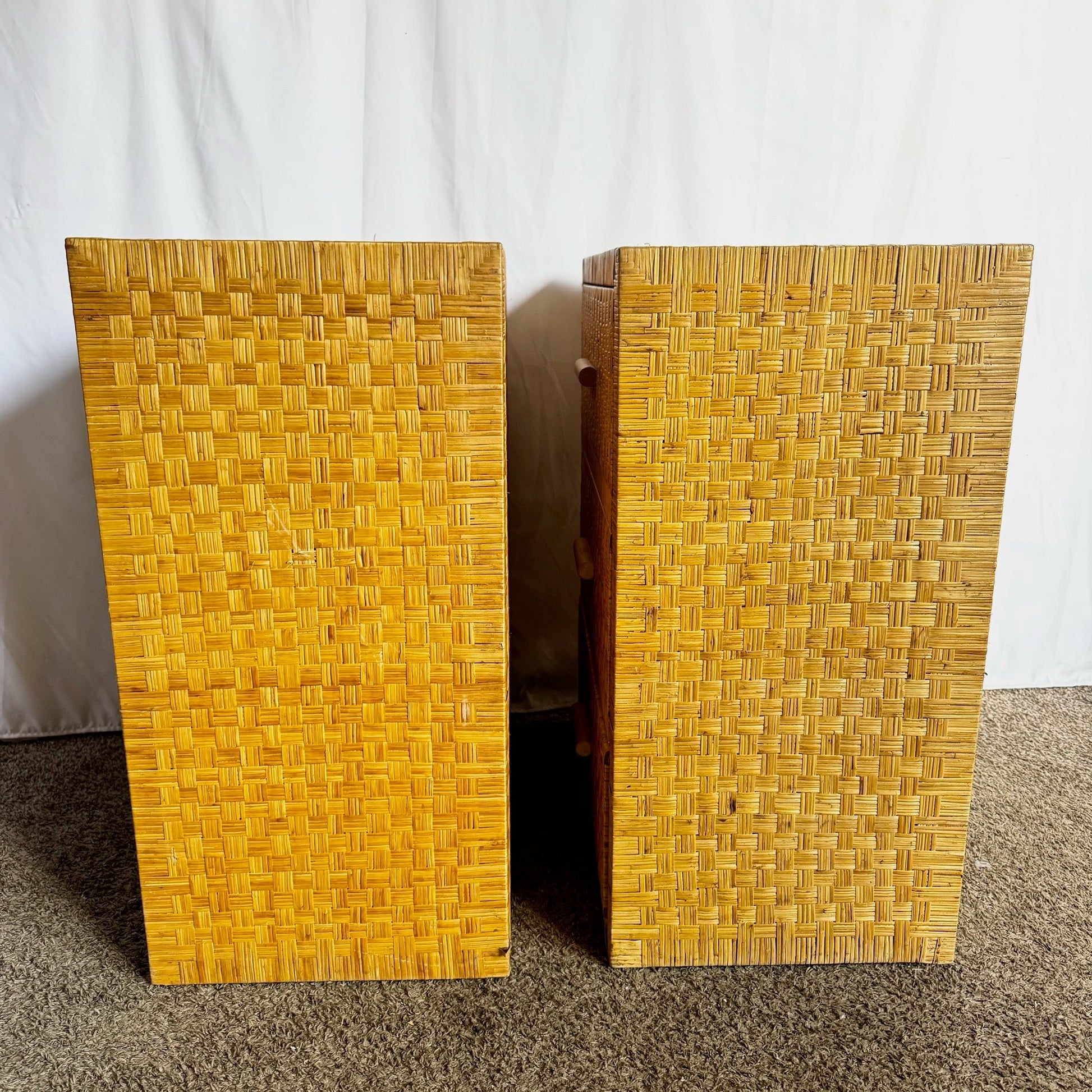 Boho Chic Wicker Chests of Drawers - A Pair - Dolphin & Flamingo