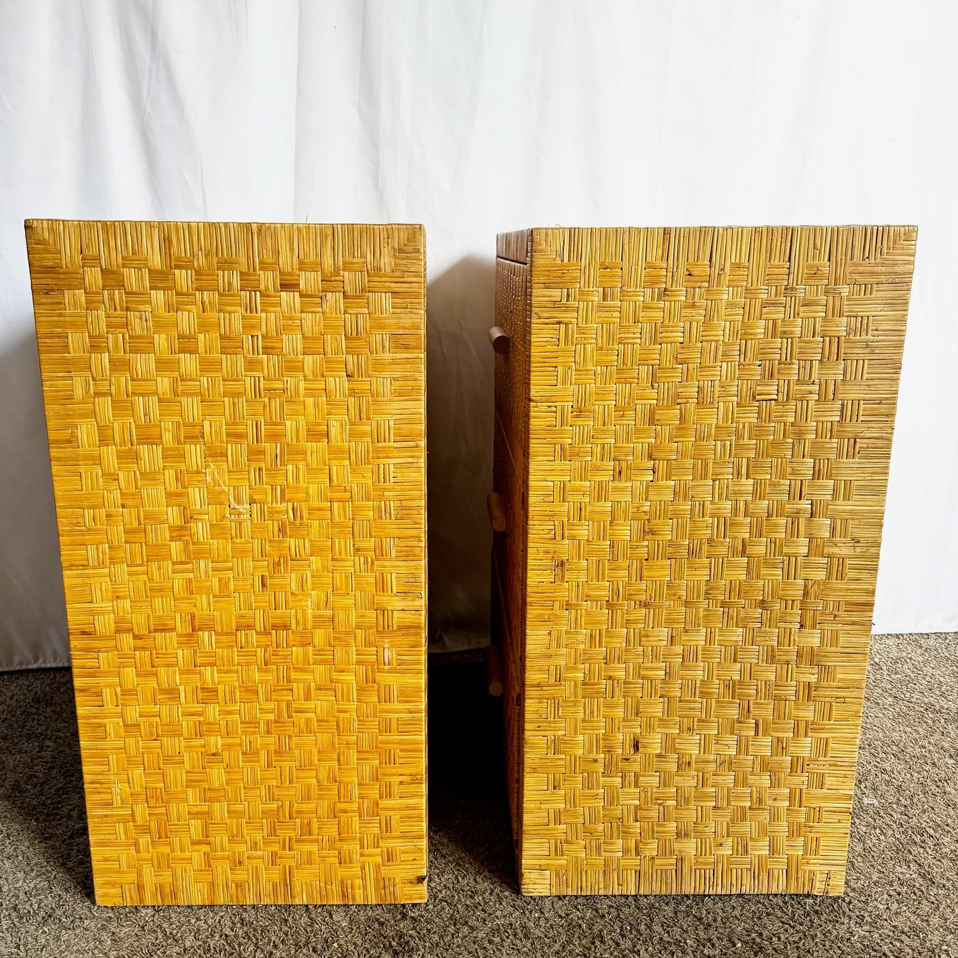 Boho Chic Wicker Chests of Drawers - A Pair - Dolphin & Flamingo