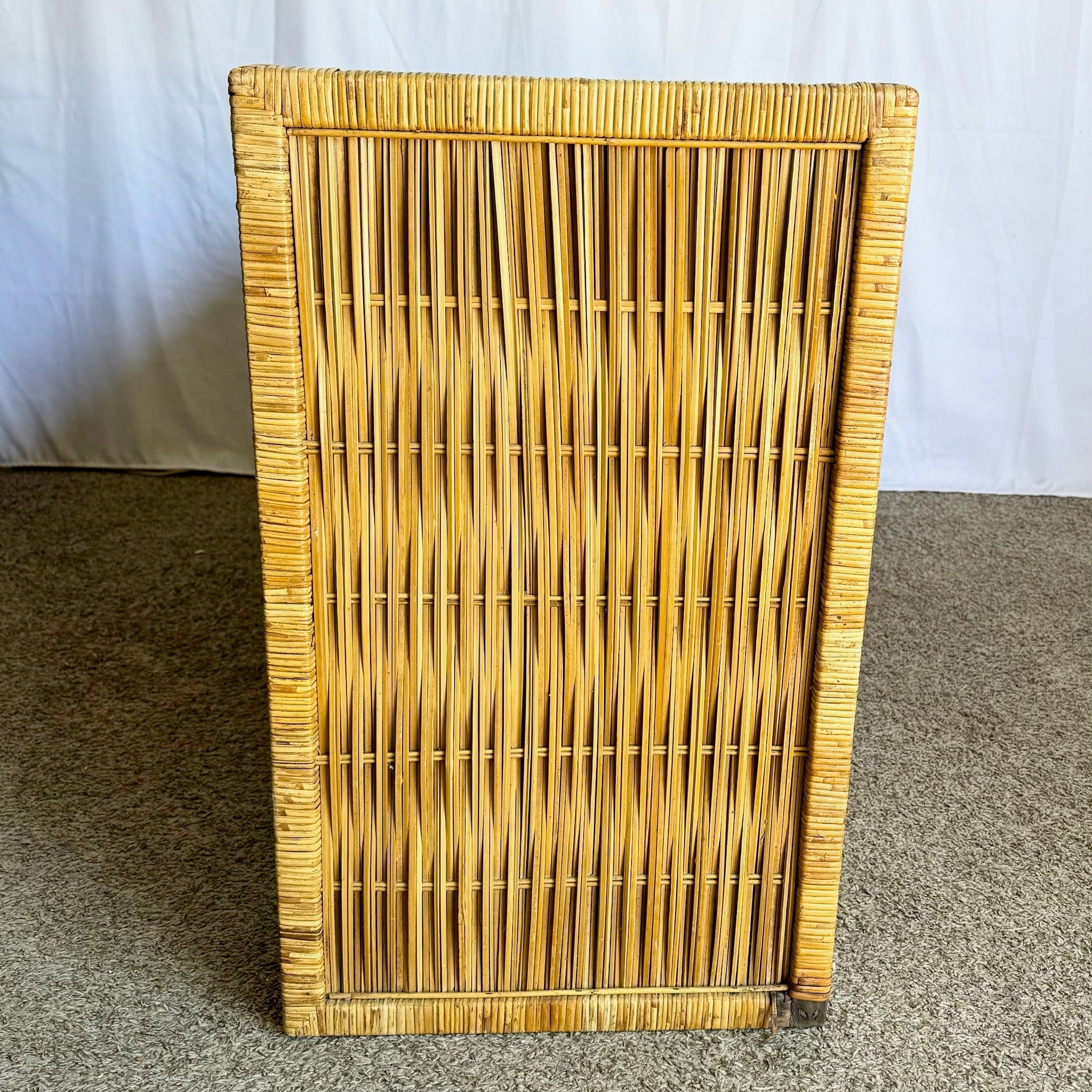 Boho Chic Wicker Credenza Buffet With Gold Knobs - Dolphin & Flamingo