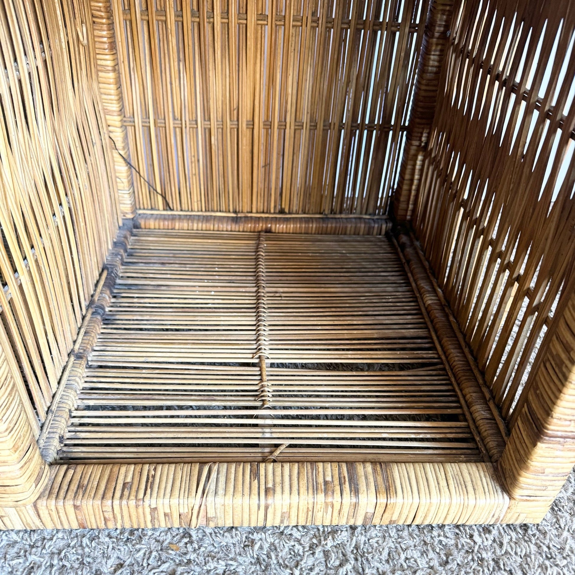Boho Chic Wicker Credenza Buffet With Gold Knobs - Dolphin & Flamingo