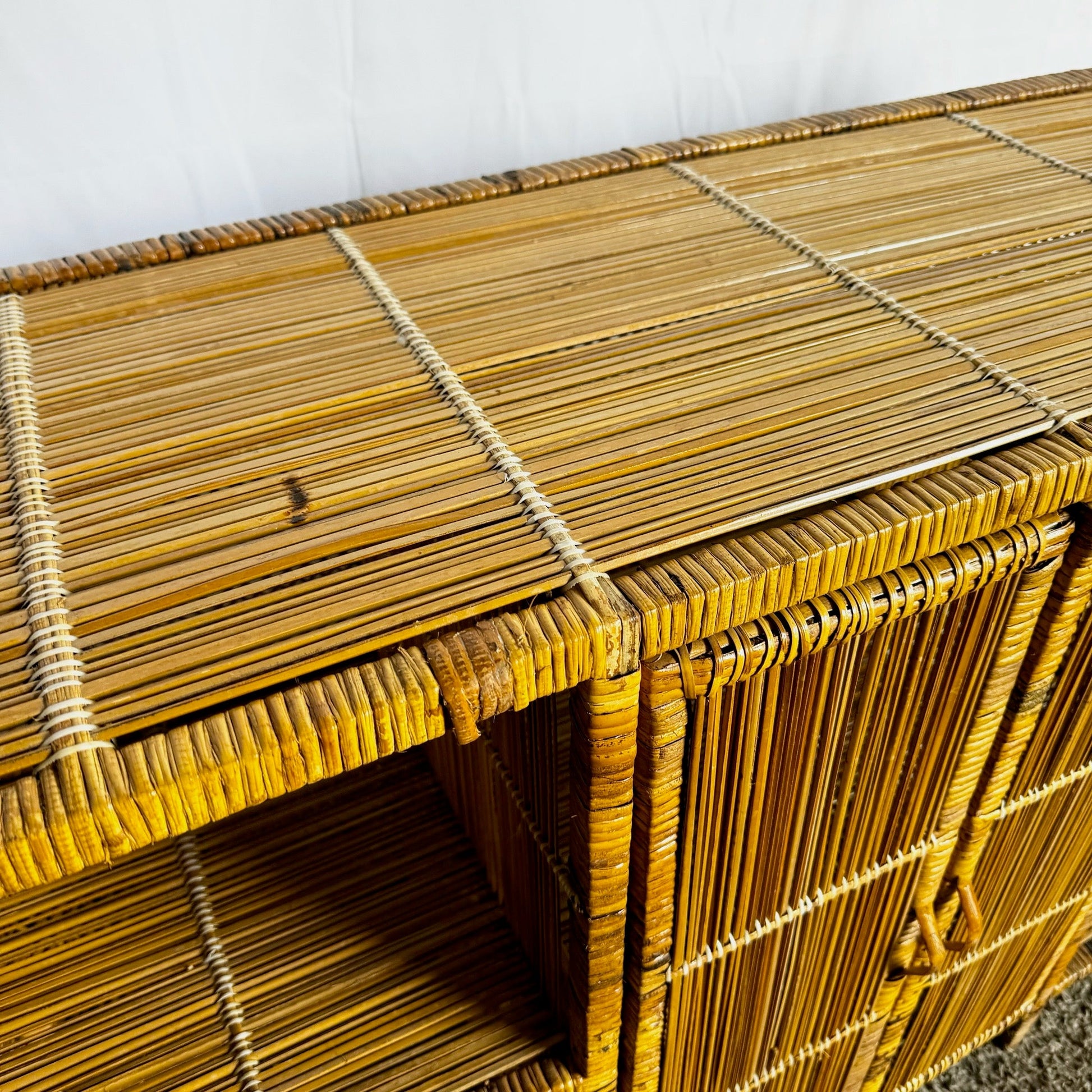 Boho Chic Wicker Wrapped Credenza - Dolphin & Flamingo