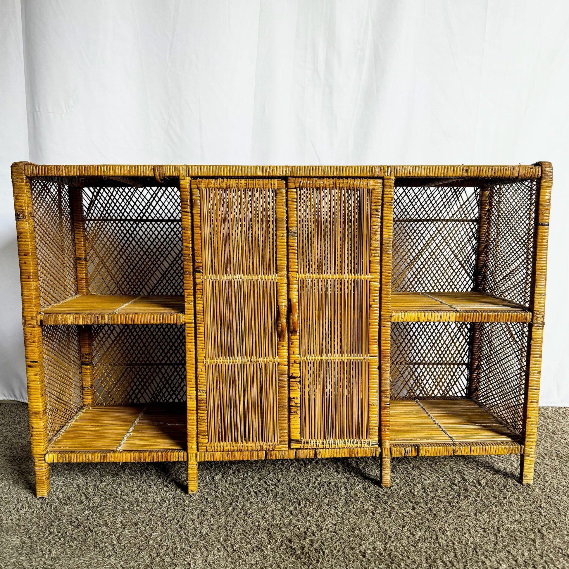 Boho Chic Wicker Wrapped Credenza - Dolphin & Flamingo
