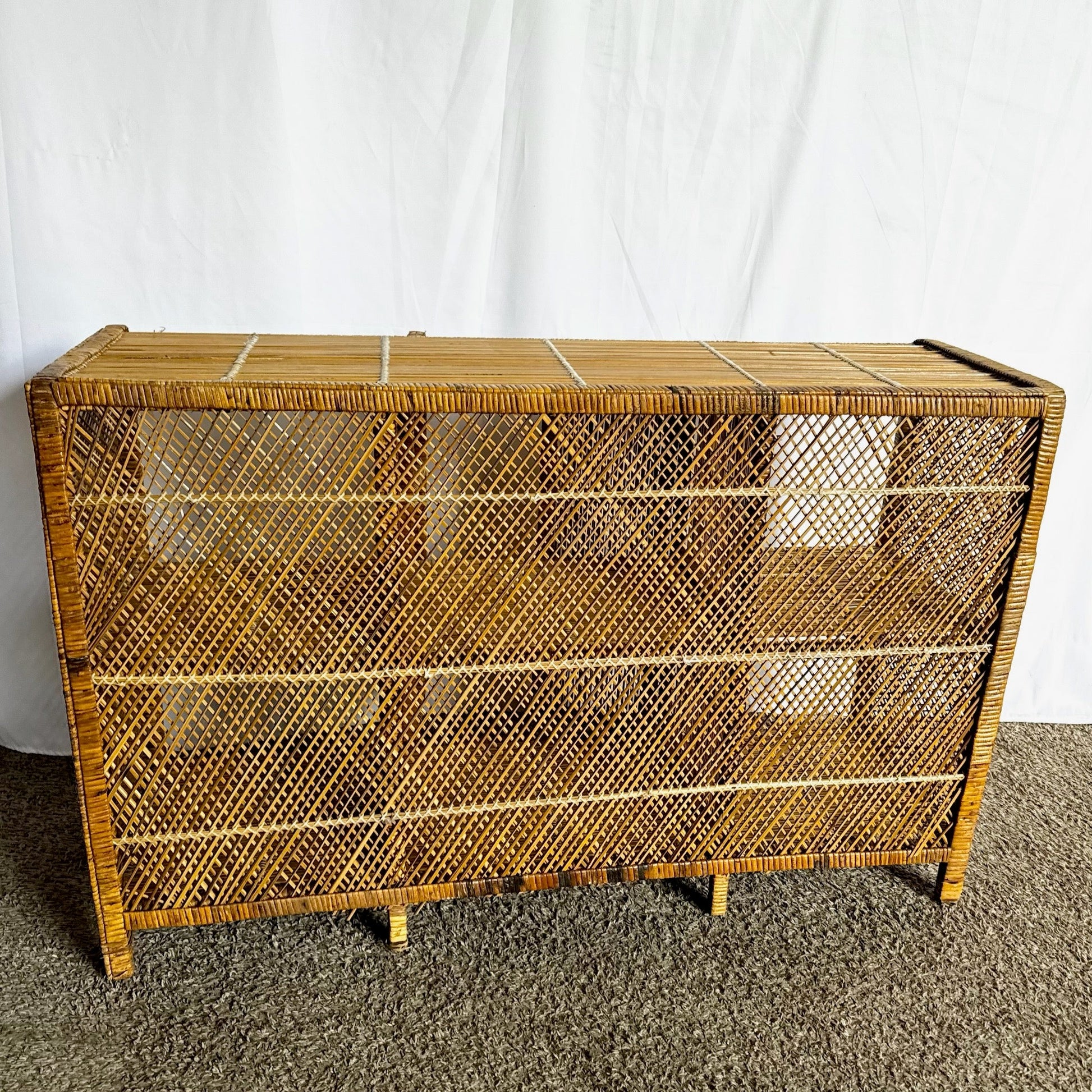 Boho Chic Wicker Wrapped Credenza - Dolphin & Flamingo