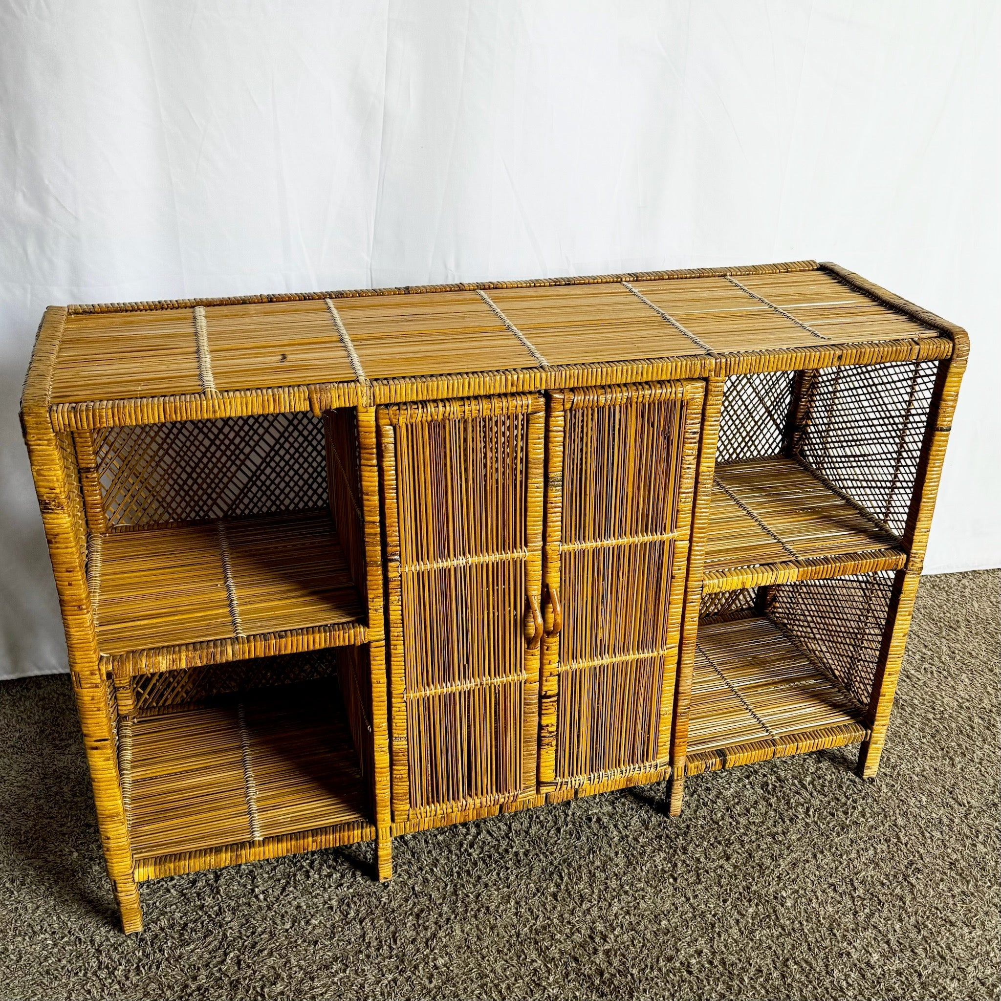 Boho Chic Wicker Wrapped Credenza - Dolphin & Flamingo