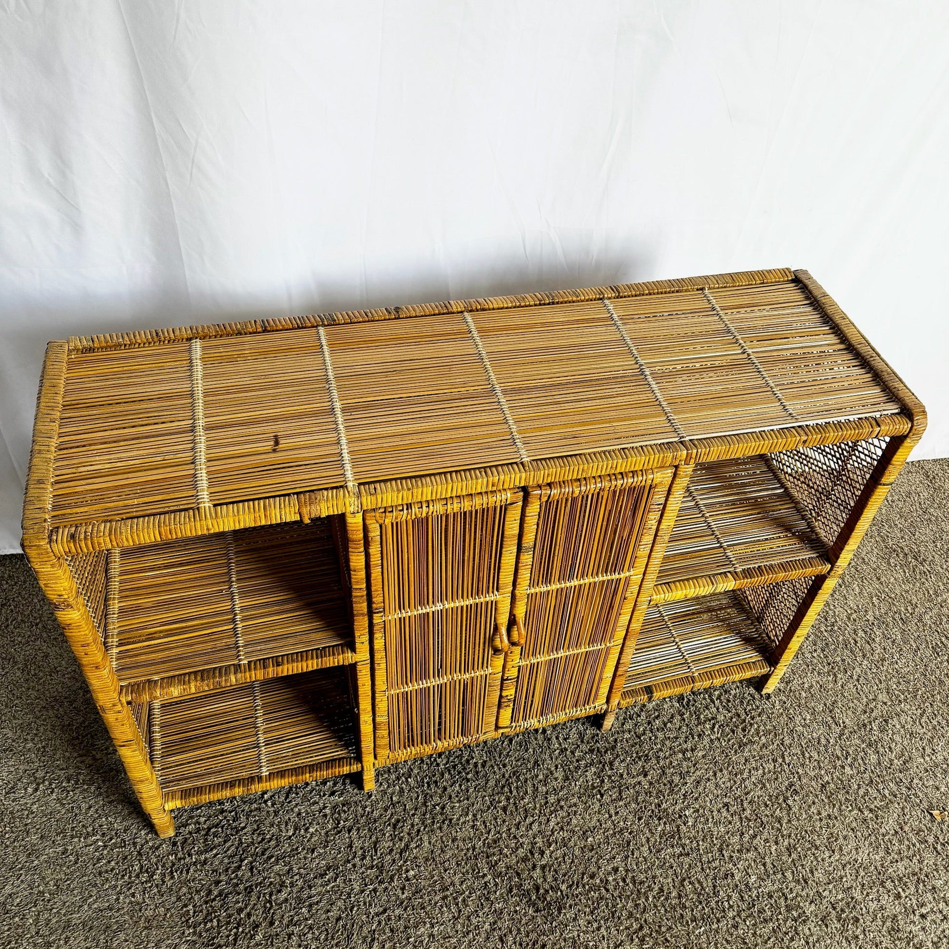Boho Chic Wicker Wrapped Credenza - Dolphin & Flamingo