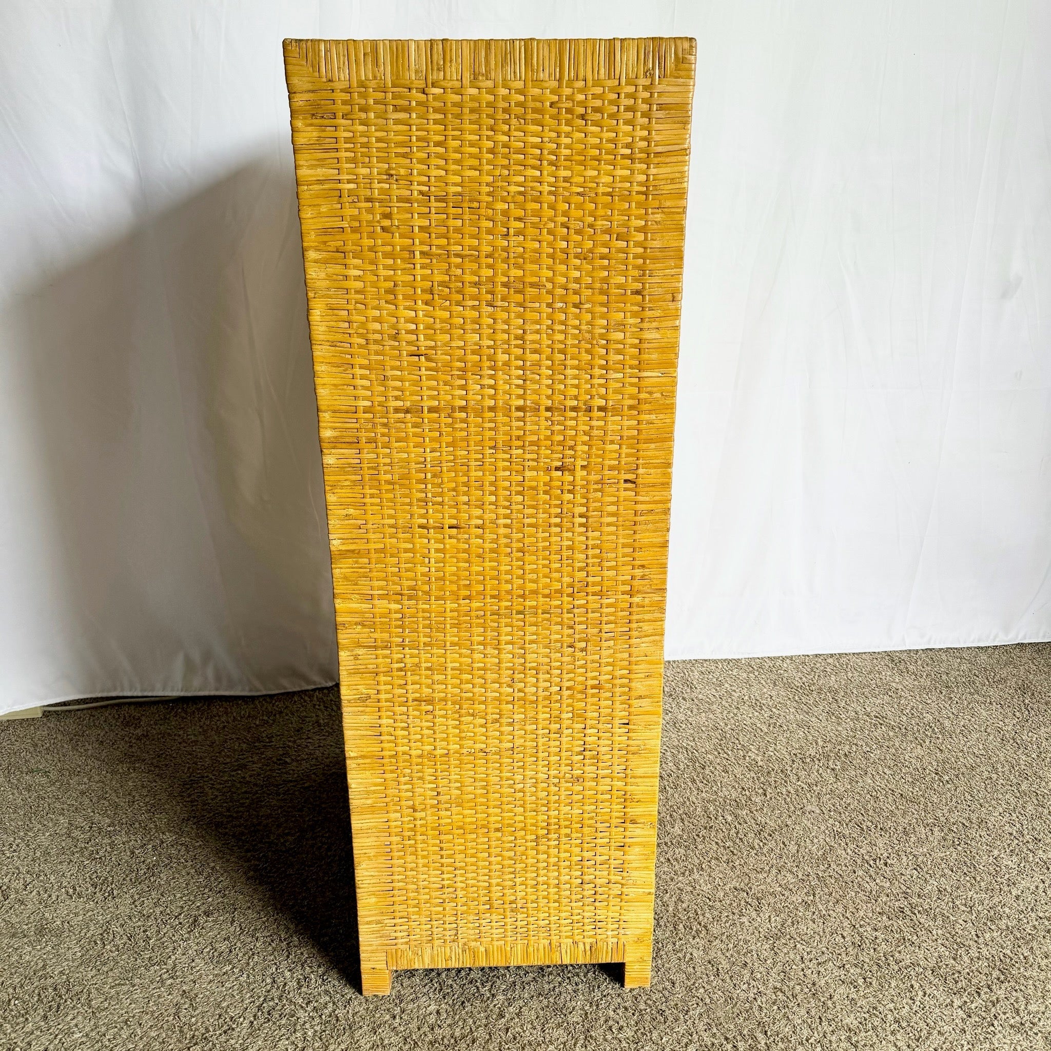 Boho Chic Wicker Wrapped Highboy Dresser - 6 Drawers - Dolphin & Flamingo