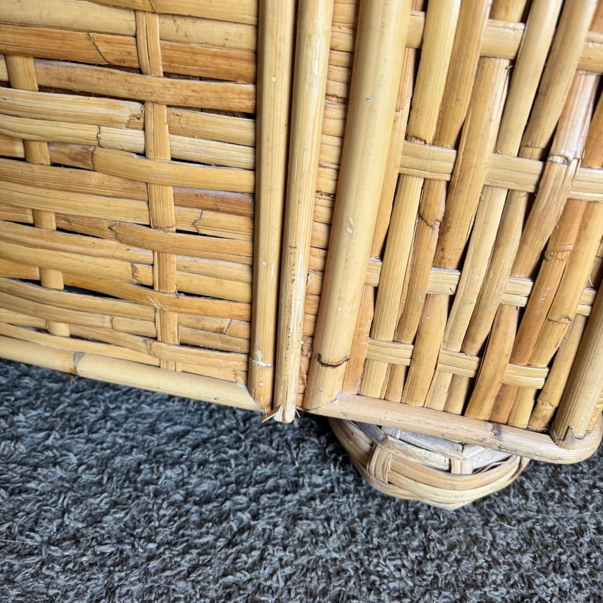 Boho Chic Woven Bamboo Rattan Lounge Chairs by Ralph Lauren - A Pair - Dolphin & Flamingo