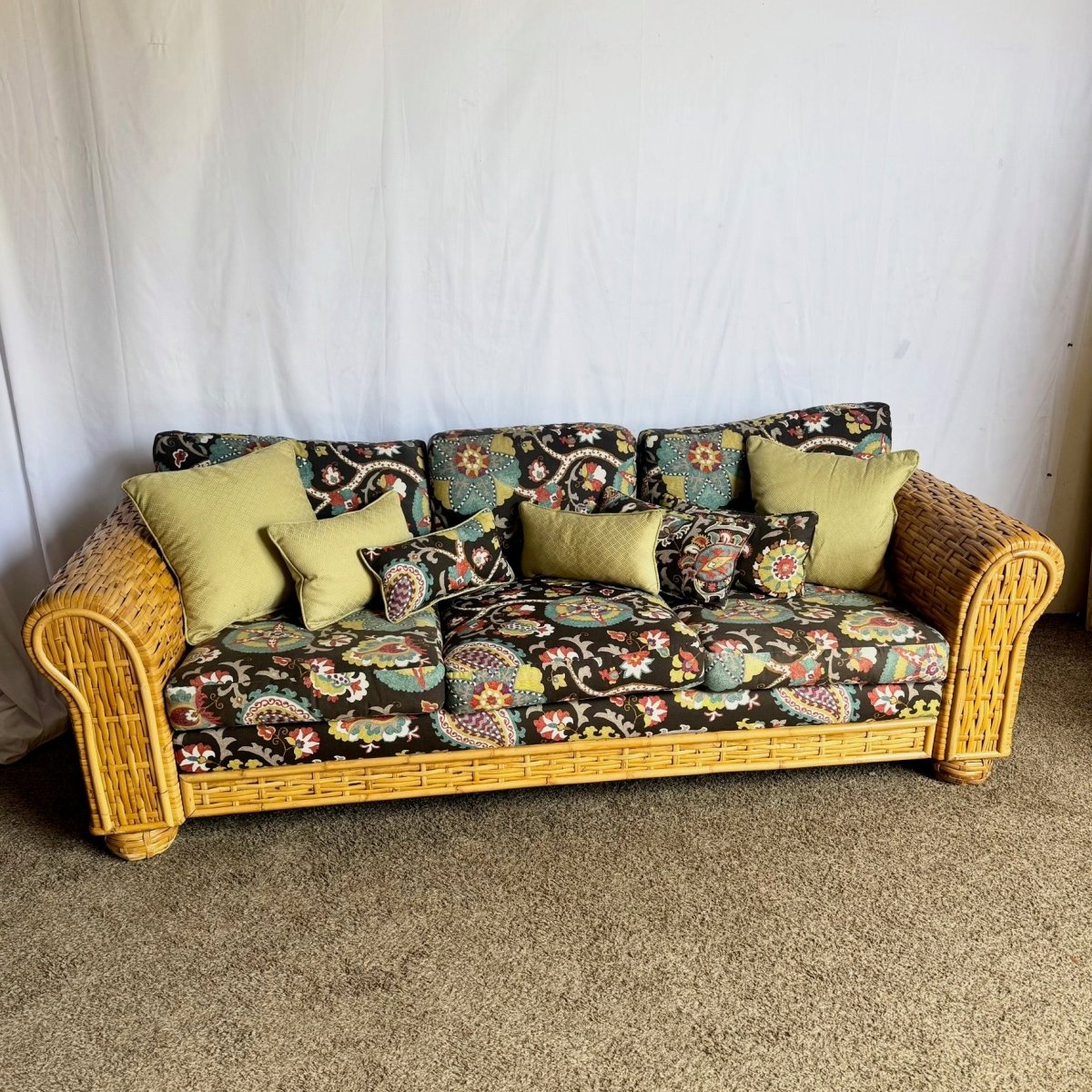 Boho Chic Woven Rattan Bamboo Sofa by Ralph Lauren - Dolphin & Flamingo