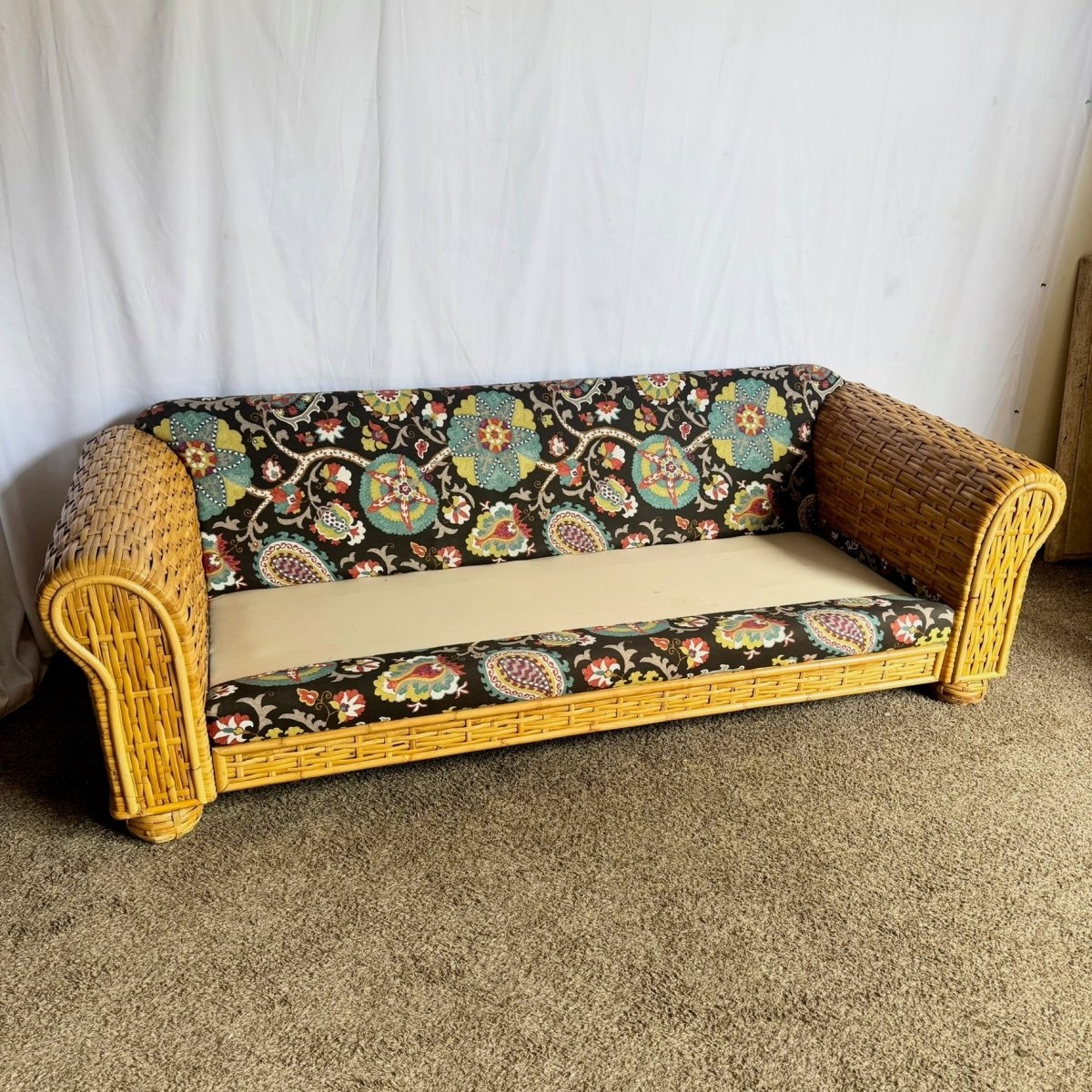 Boho Chic Woven Rattan Bamboo Sofa by Ralph Lauren - Dolphin & Flamingo