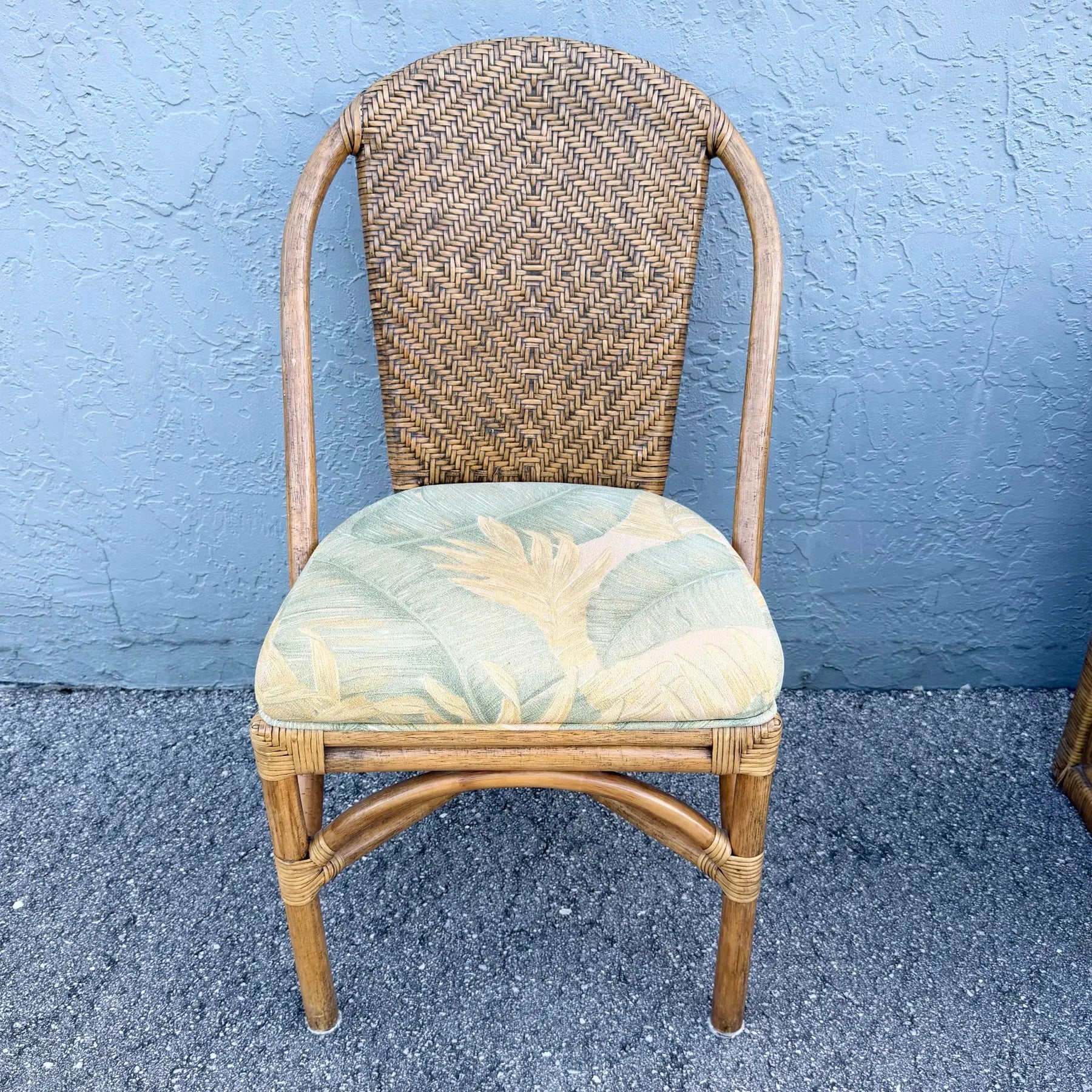 Boho Chic Woven Wicker Glass Top Writing Desk With Chair - 2 Pieces Dolphin & Flamingo